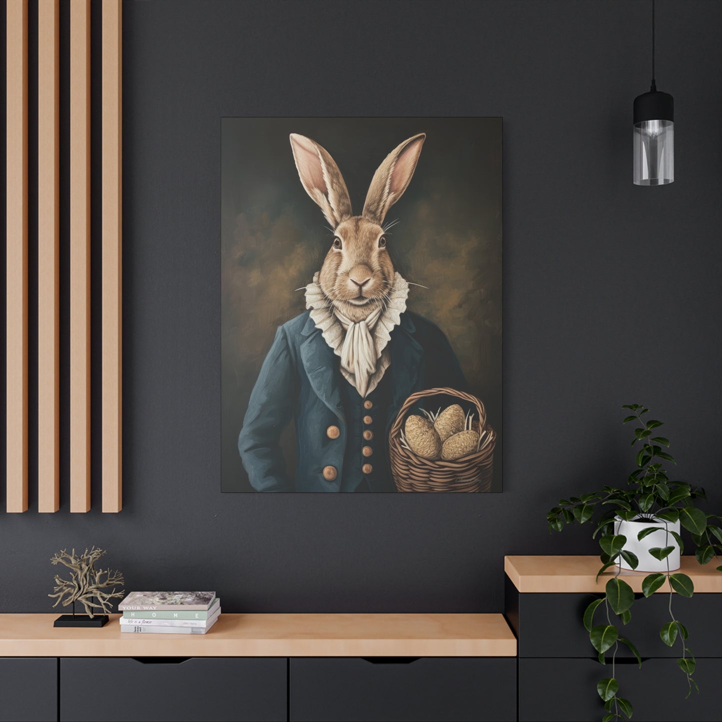 Whimsical Rabbit Canvas Art - Easter Decor - Anne Clay