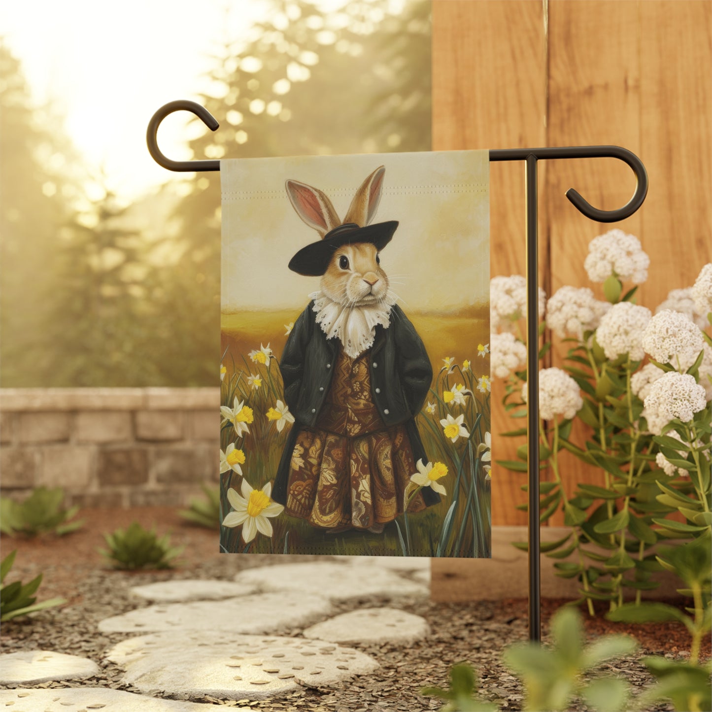 Whimsical Rabbit Garden Banner - Spring Decor