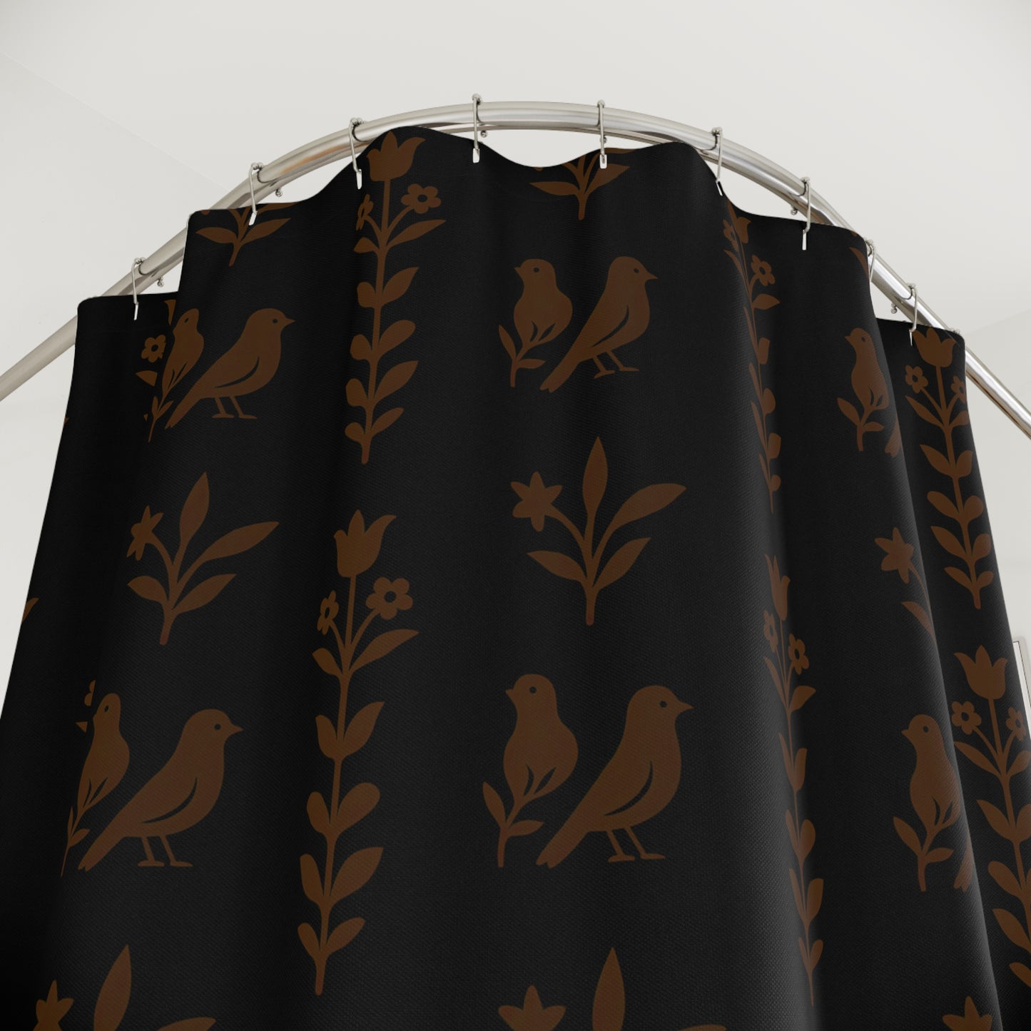 Charming Floral Shower Curtain - Nature-Inspired Bathroom Decor, Bird Design, Farmhouse Style, Home Makeover, Gift for Nesting