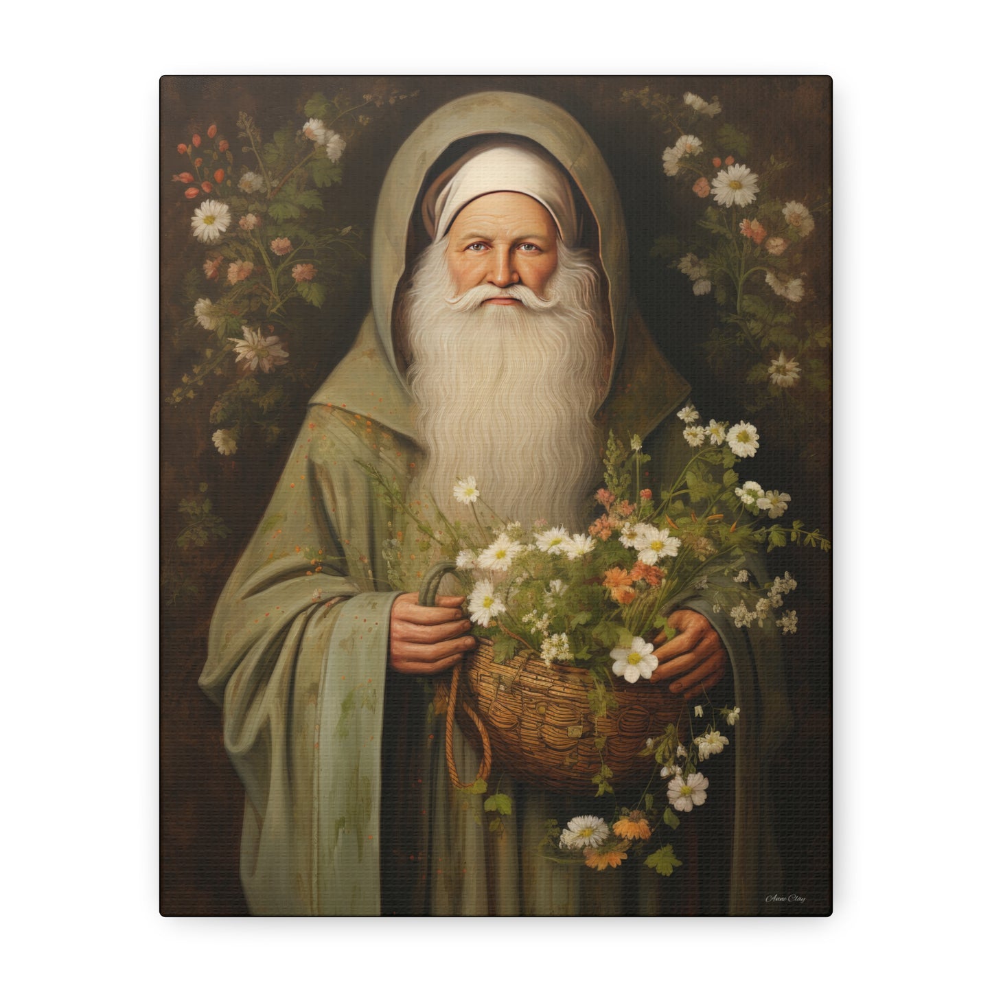 Floral Santa Matte Canvas, Stretched, 1.25"