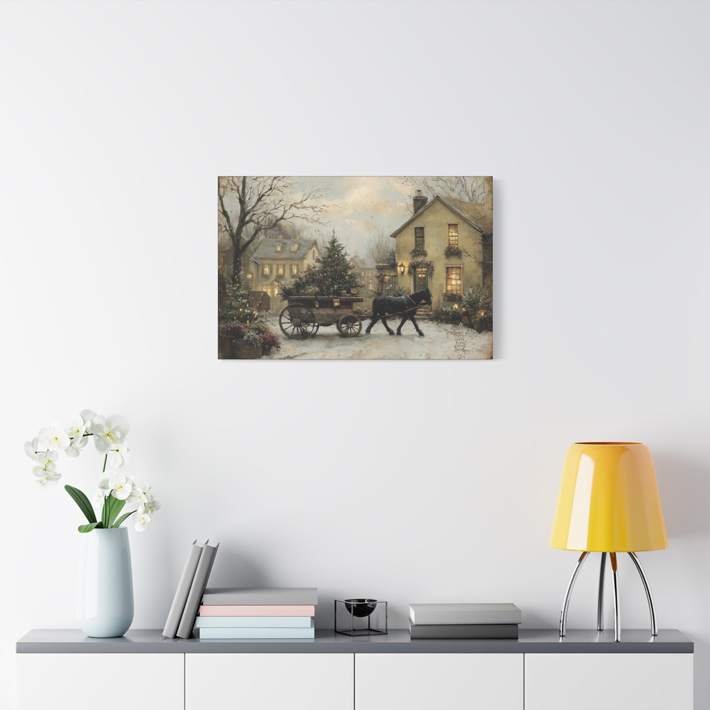 Rustic Winter Canvas Art, Holiday Home Decor, Christmas Wall Art, Cozy Living Room Decoration, Seasonal Wall Hanging