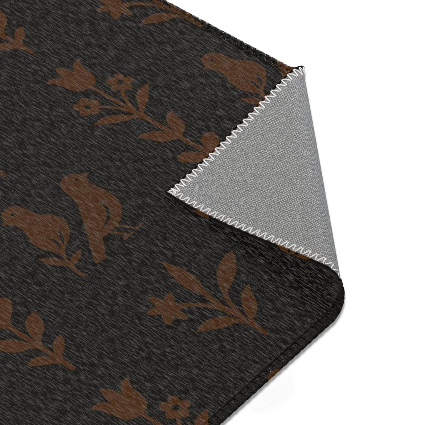 Elegant Floral Area Rug | Black & Brown Design, Home Decor, Living Room Mat, Cozy Atmosphere, Gift for Any Occasion