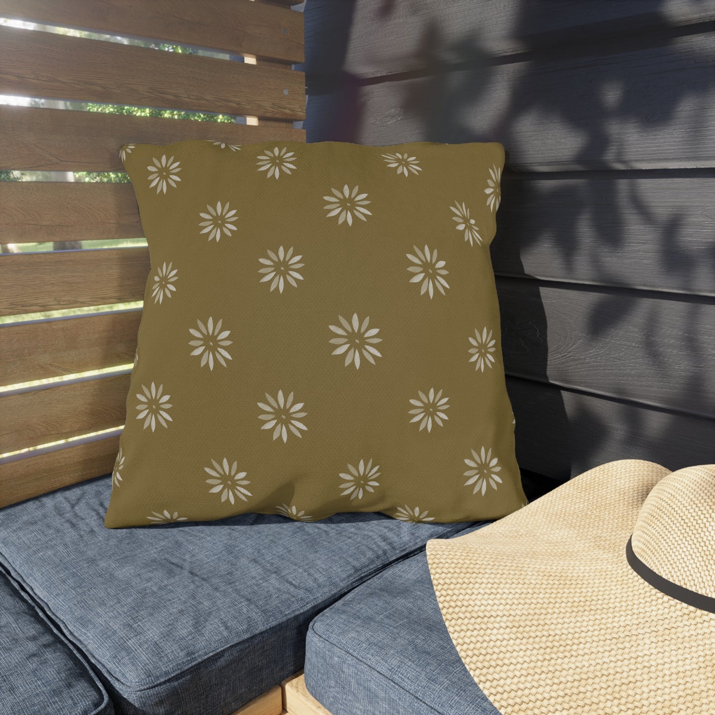 Boho Floral Outdoor Pillows - Soft Green Cushion for Patio Decor