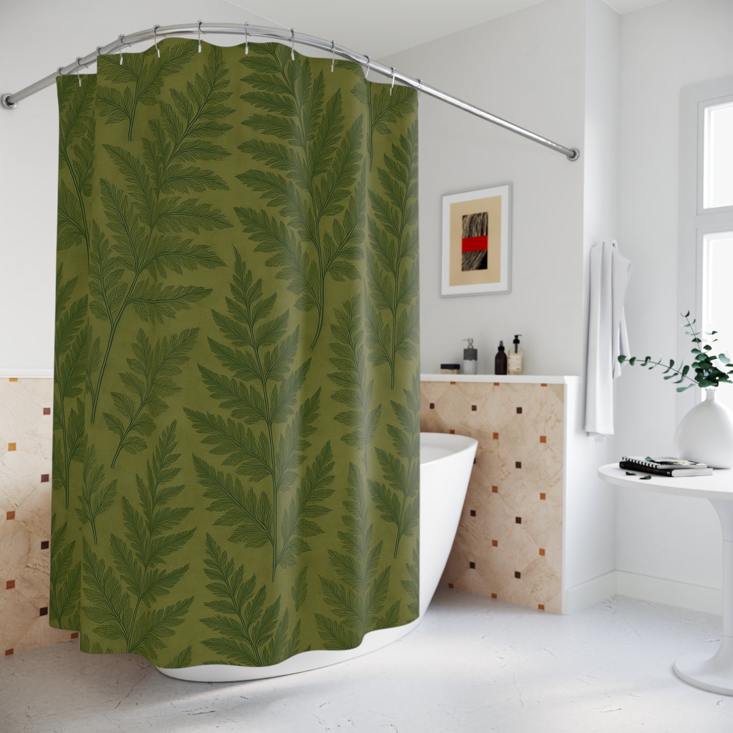 Botanical Fern Shower Curtain - Chic Bathroom Decor, Tropical Vibes, Home Decor, Gift for Nature Lovers, Eco-Friendly Bathroom