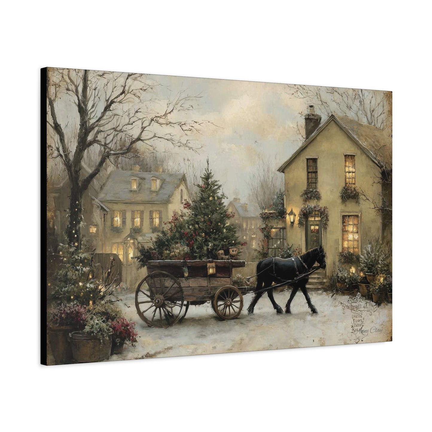 Rustic Winter Canvas Art, Holiday Home Decor, Christmas Wall Art, Cozy Living Room Decoration, Seasonal Wall Hanging