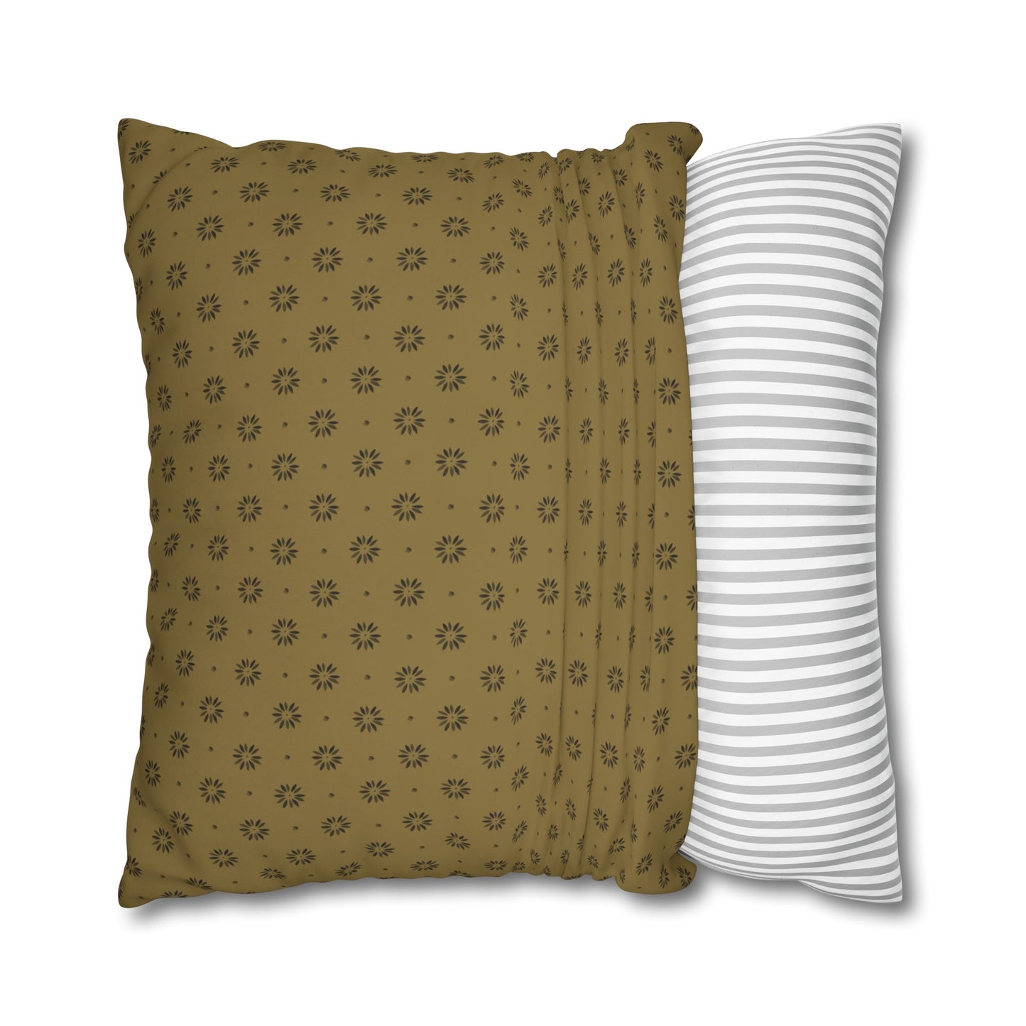 Black Petals on Gold Background Stencil Square Poly Canvas Pillowcase
