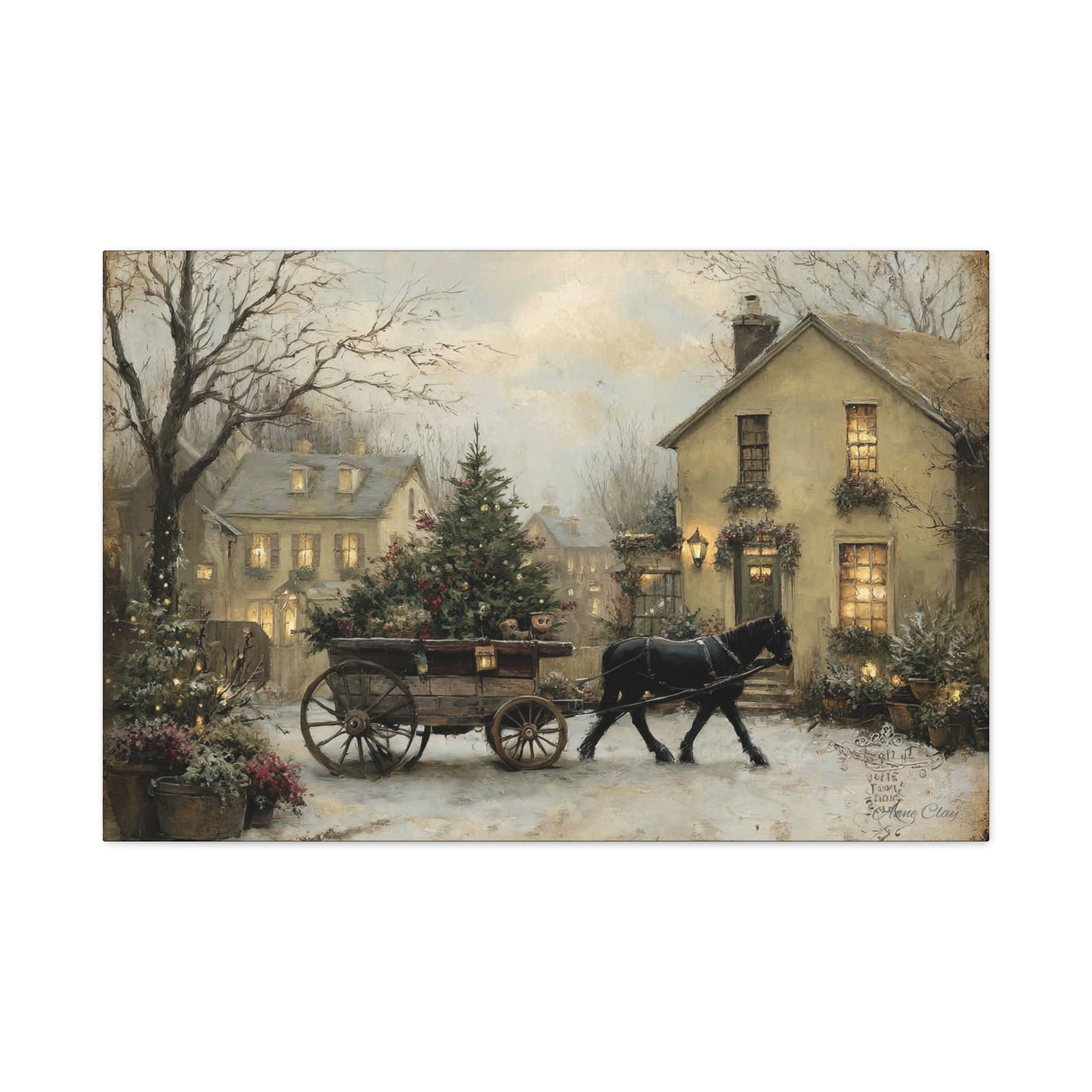Rustic Winter Canvas Art, Holiday Home Decor, Christmas Wall Art, Cozy Living Room Decoration, Seasonal Wall Hanging