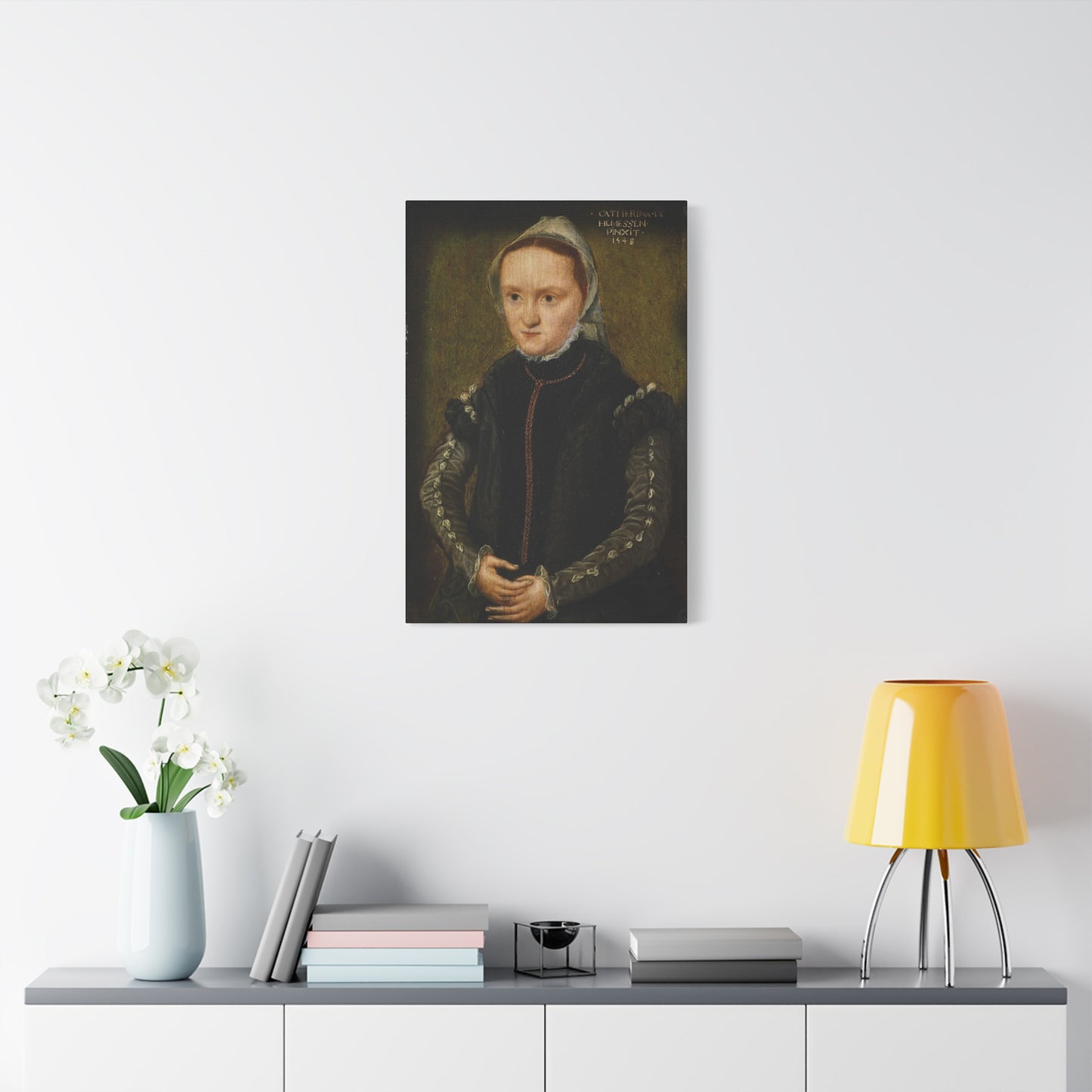 Elegant Stretched Canvas Art Print, Antique Reproduction Portrait Decor
