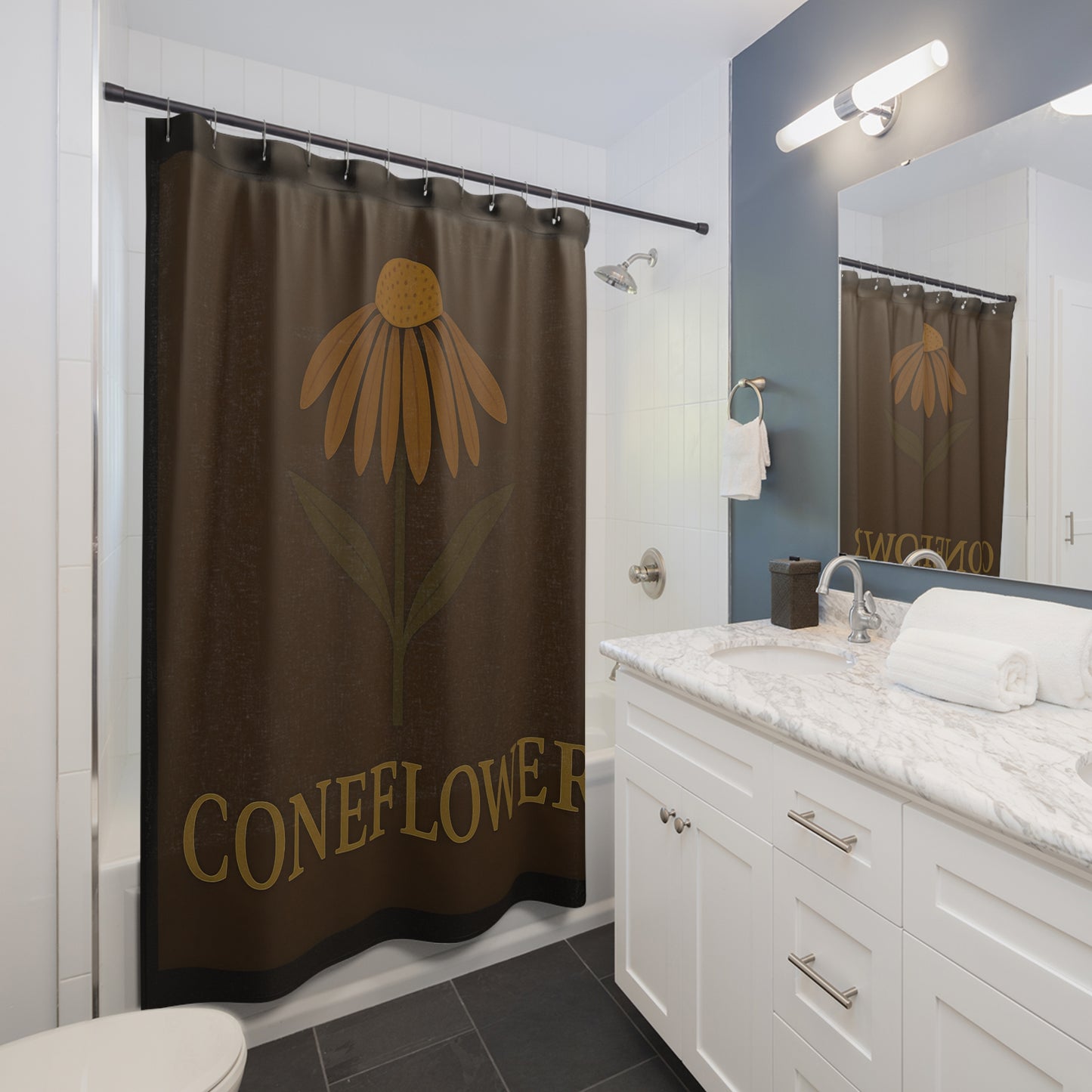 Coneflower Shower Curtain - Floral Home Decor, Bathroom Upgrade, Nature-Inspired Gift, Modern Art, Boho Style