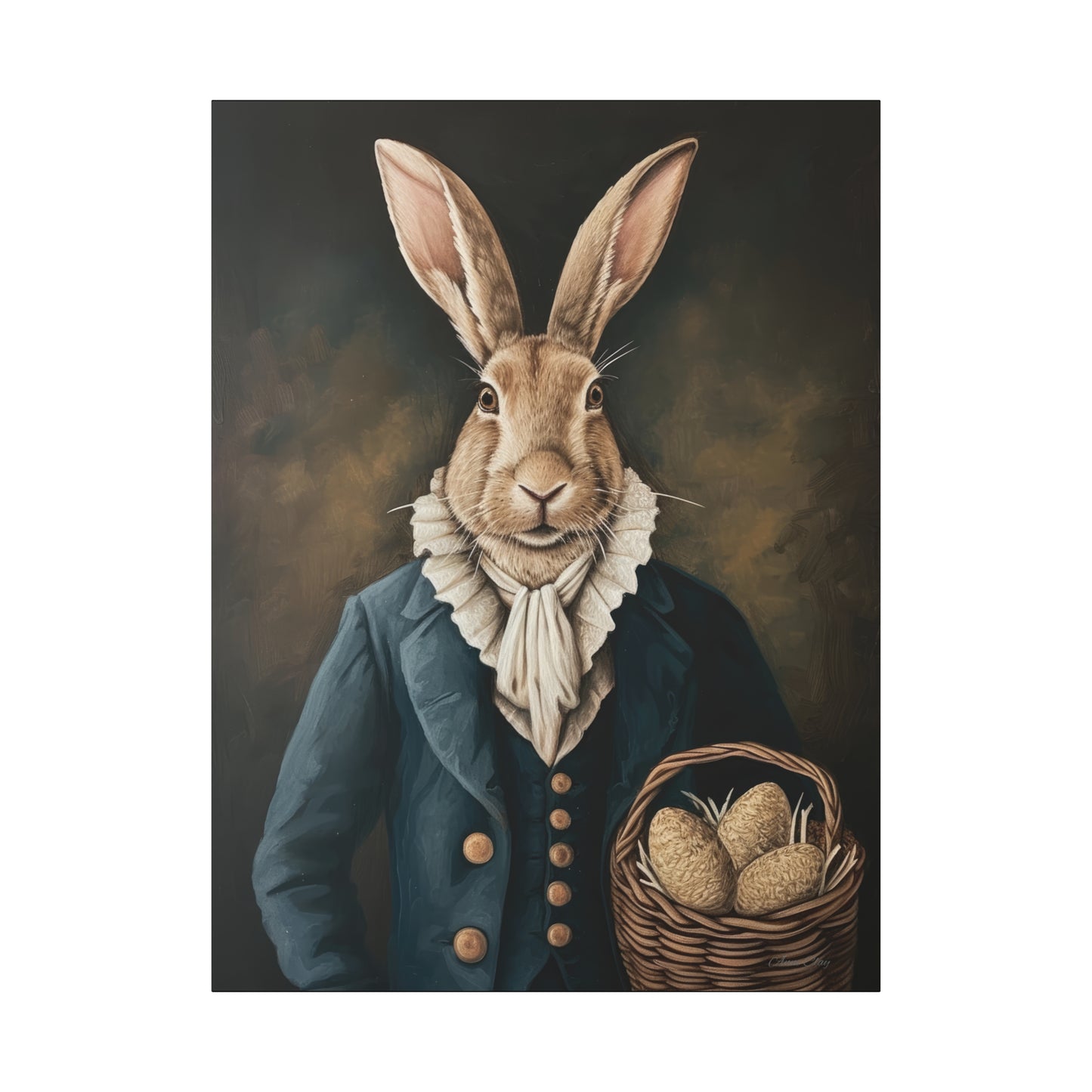 Whimsical Rabbit Canvas Art - Easter Decor - Anne Clay