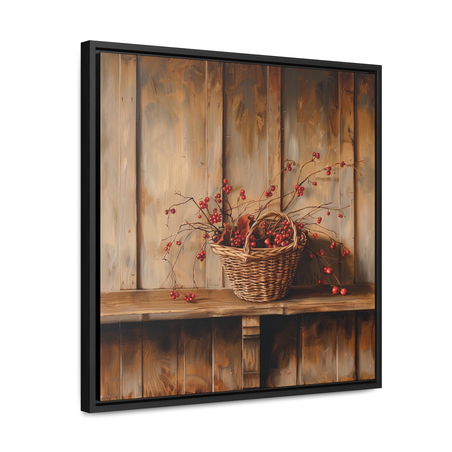 Basket of Bittersweet Gallery Canvas Wraps, Square Frame