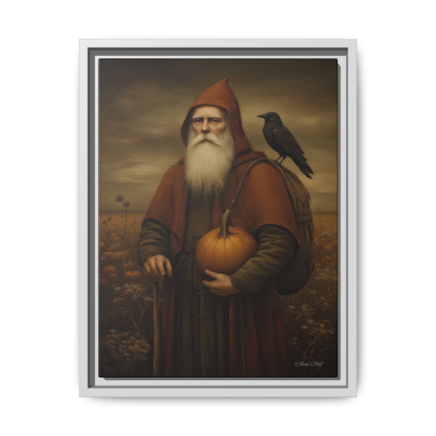 Framed Autumn Canvas Art, Fall Decor for Home, Harvest Wall Art, Thanksgiving Gift, Rustic Nature Painting