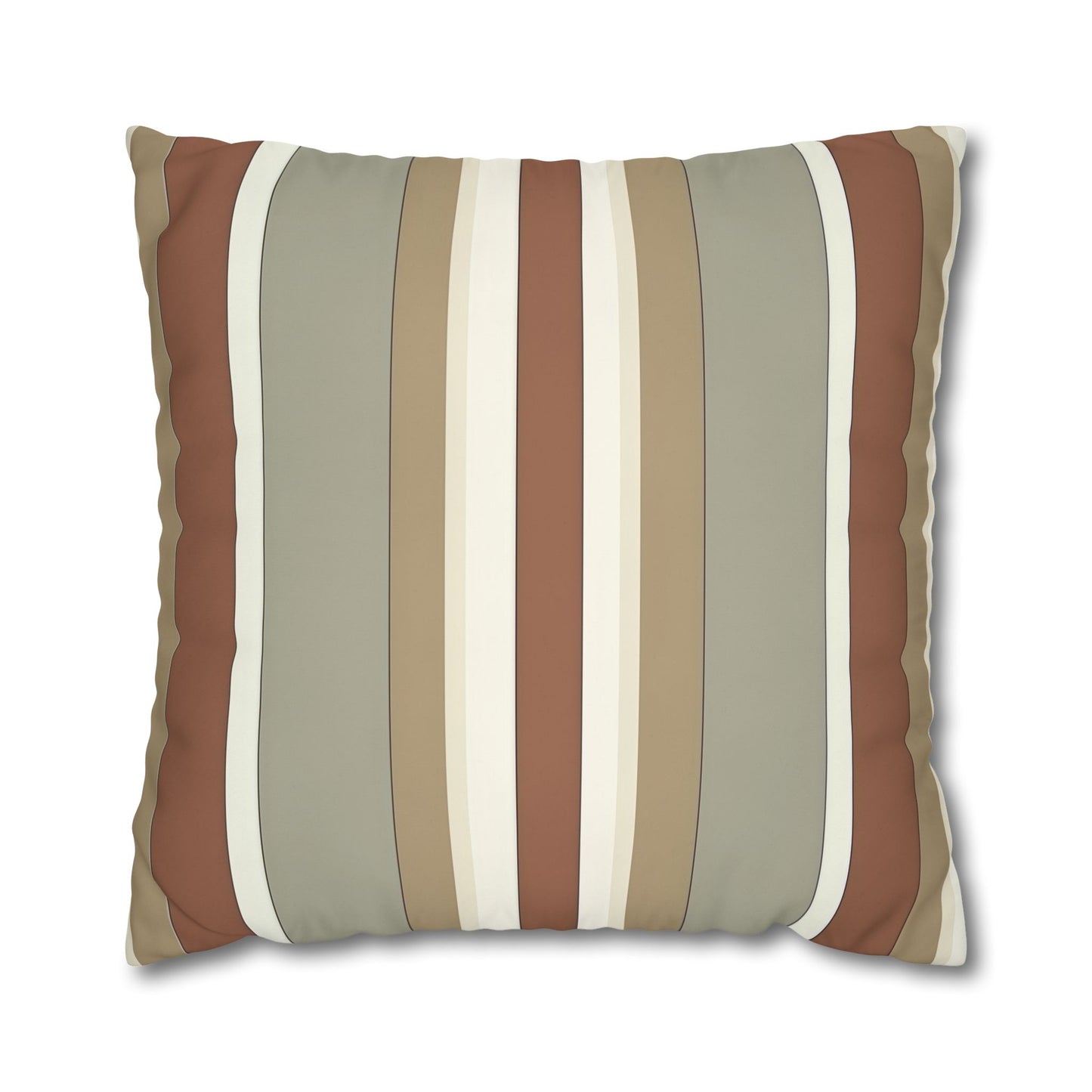 Fantasy Collection Taupe Stripes Square Poly Canvas Pillowcase