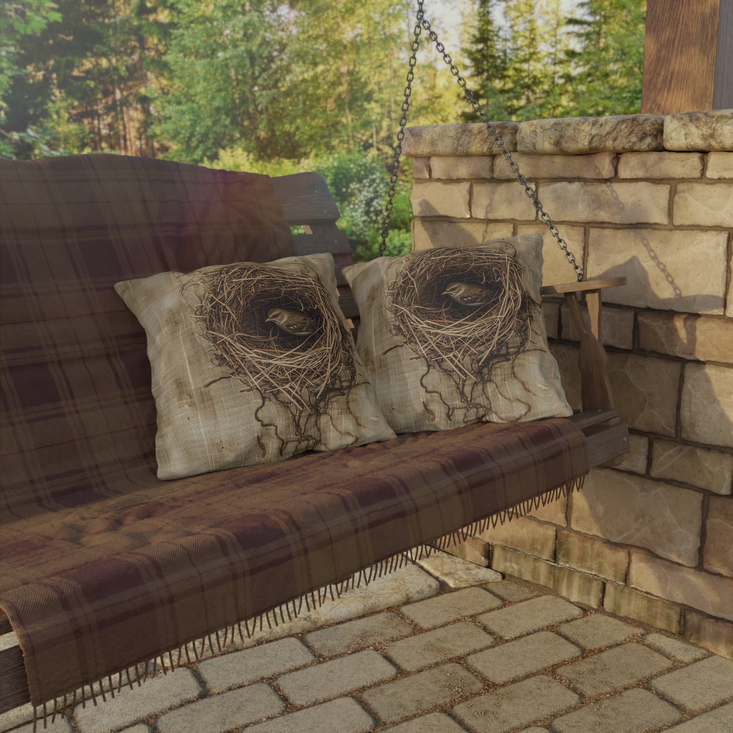 Bird in the Nest Outdoor Pillows