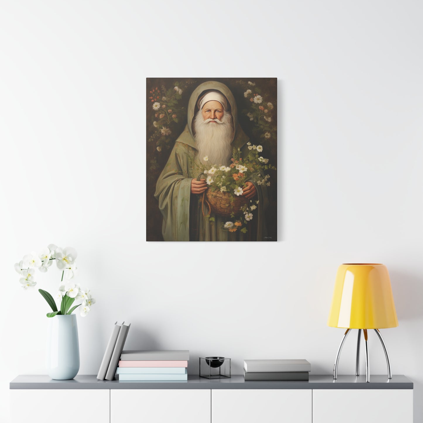 Floral Santa Matte Canvas, Stretched, 1.25"