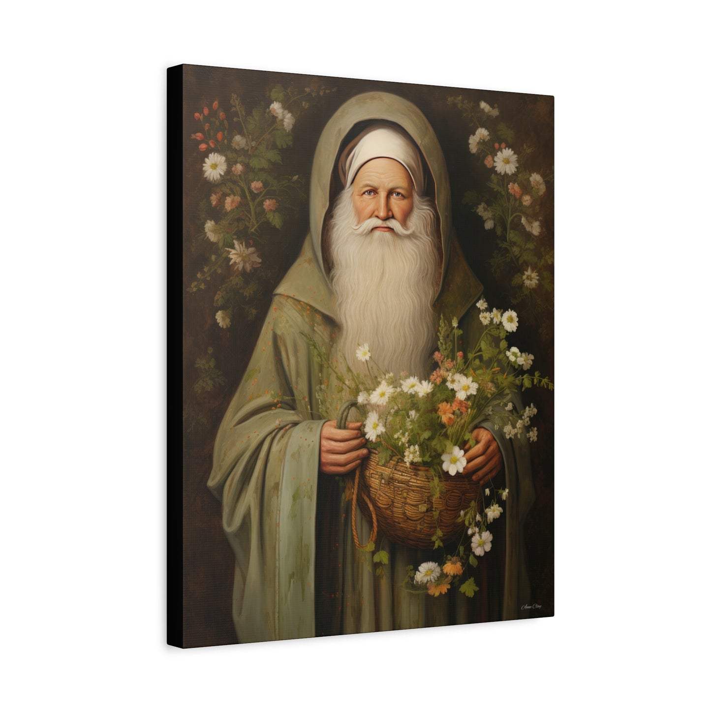 Floral Santa Matte Canvas, Stretched, 1.25"