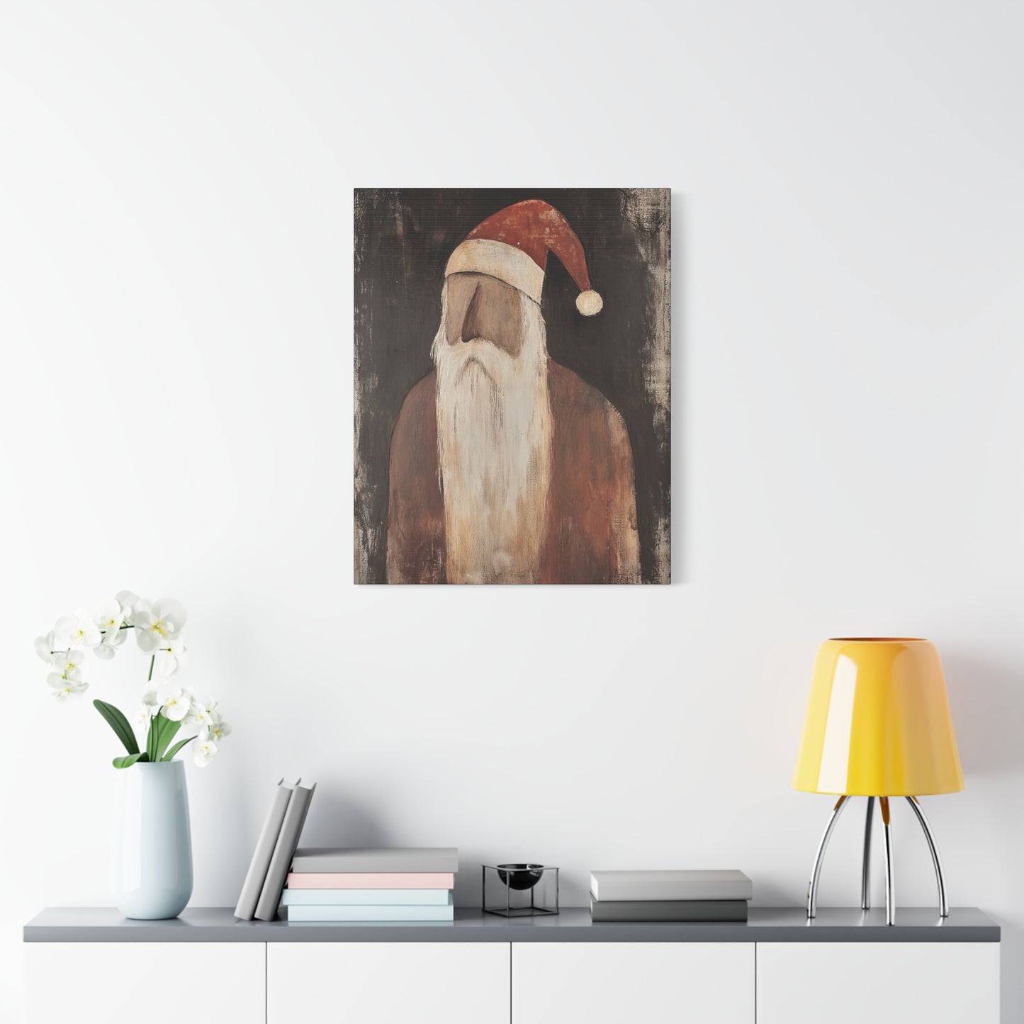 Primitive Impressionist Santa Matte Canvas, Stretched, 1.25"