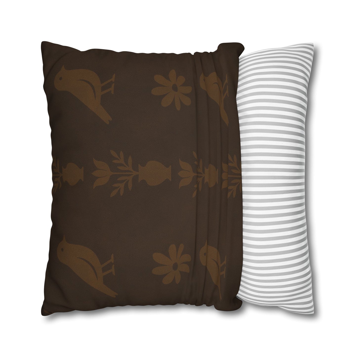 Cozy Bird-Patterned Poly Canvas Pillowcase, Decorative Throw Pillow Cover, Home Decor, Gift for Bird Lovers, Couch Cushion