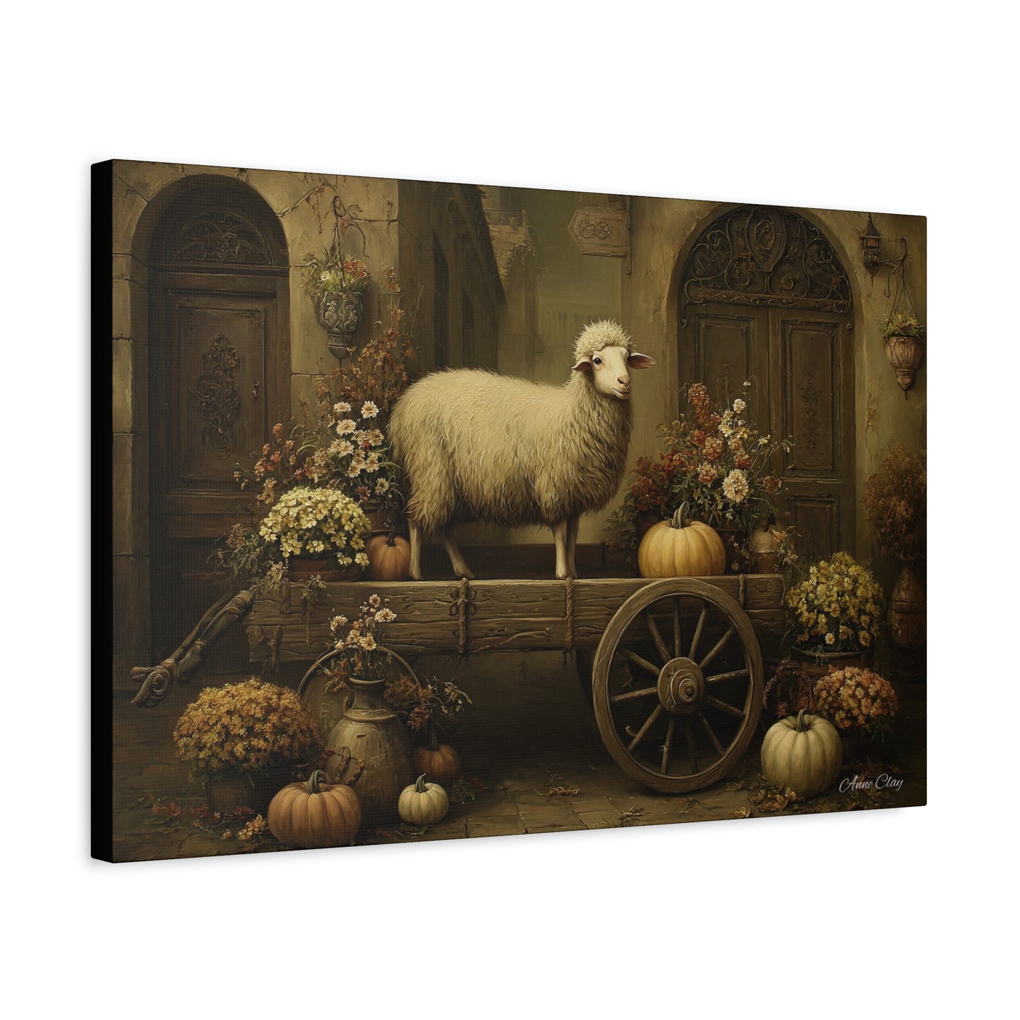 Rustic Farmhouse Canvas Print, Sheep Wall Art for Home Decor, Farmhouse Style Decor, Autumn Wall Art, Gift for Animal Lovers