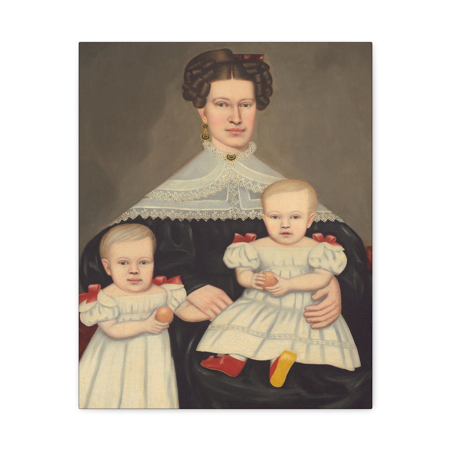 Mrs. Paul Smith Palmer Vintage Family Canvas Art - Classic Portrait of Mother and Twins