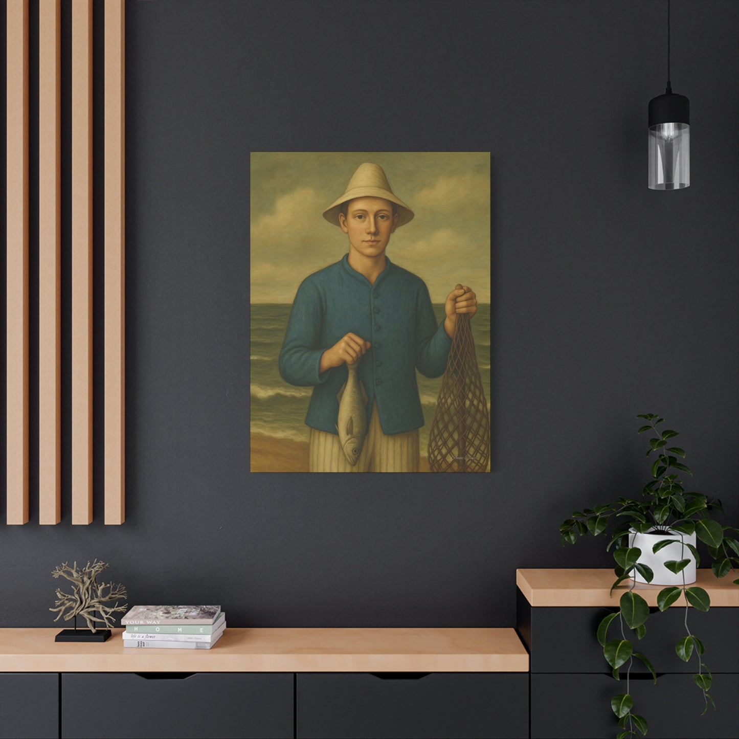 Vintage Fishing Canvas Wall Art, Nautical Decor, Fisherman Art, Coastal Home Decor, Beach House Wall Hanging, Gift for Fishermen