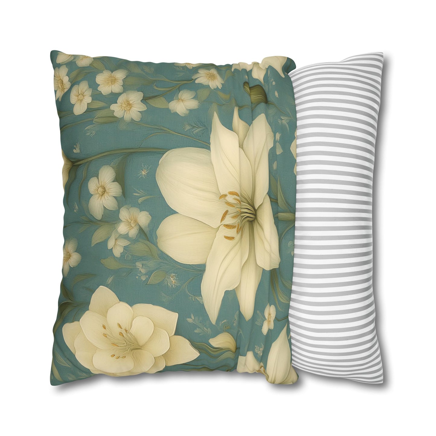 Floral Square Pillowcase, Cozy Home Decor, Gift for Flower Lovers, Soft Decorative Pillow, Spring Living Room Accessories