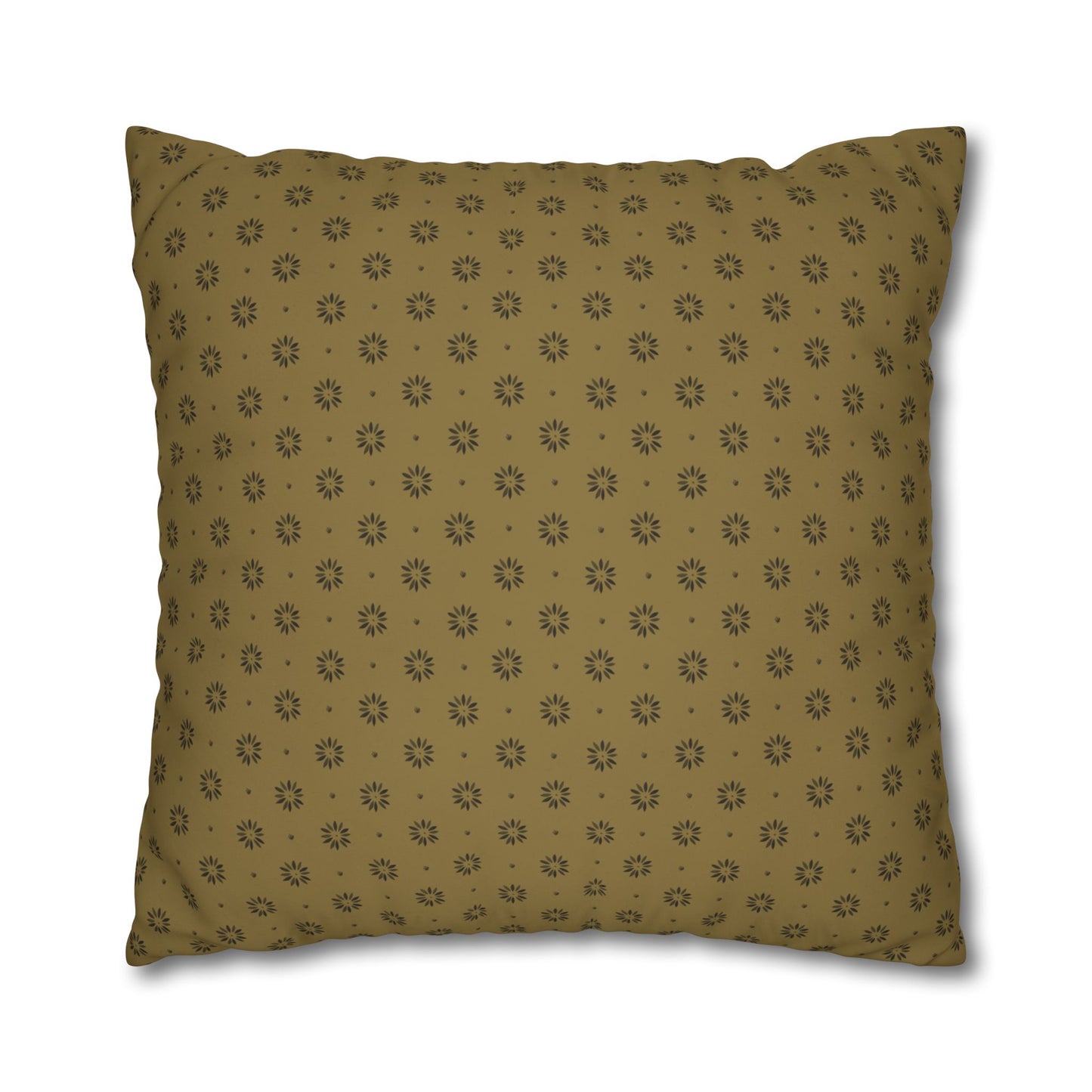Black Petals on Gold Background Stencil Square Poly Canvas Pillowcase