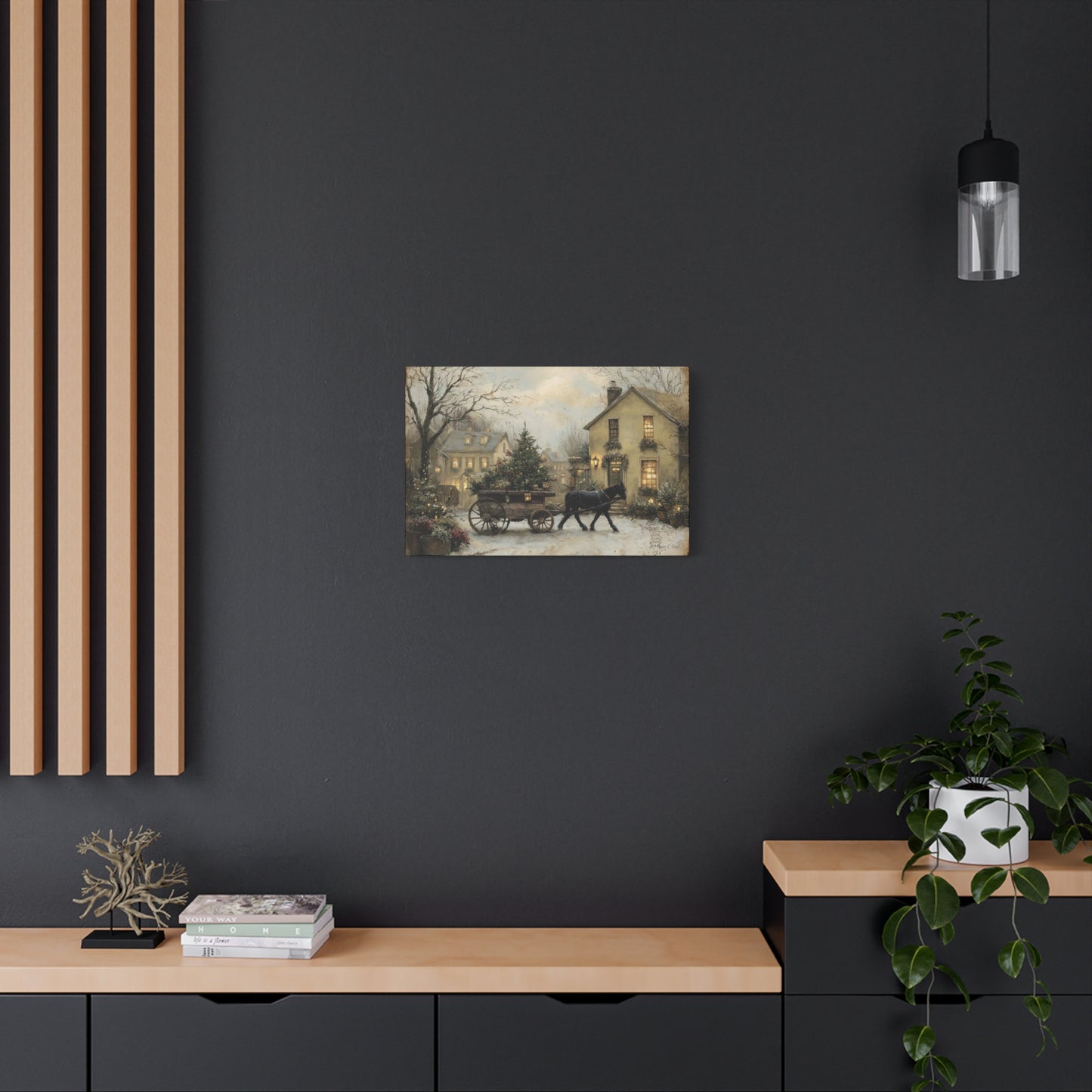 Rustic Winter Canvas Art, Holiday Home Decor, Christmas Wall Art, Cozy Living Room Decoration, Seasonal Wall Hanging