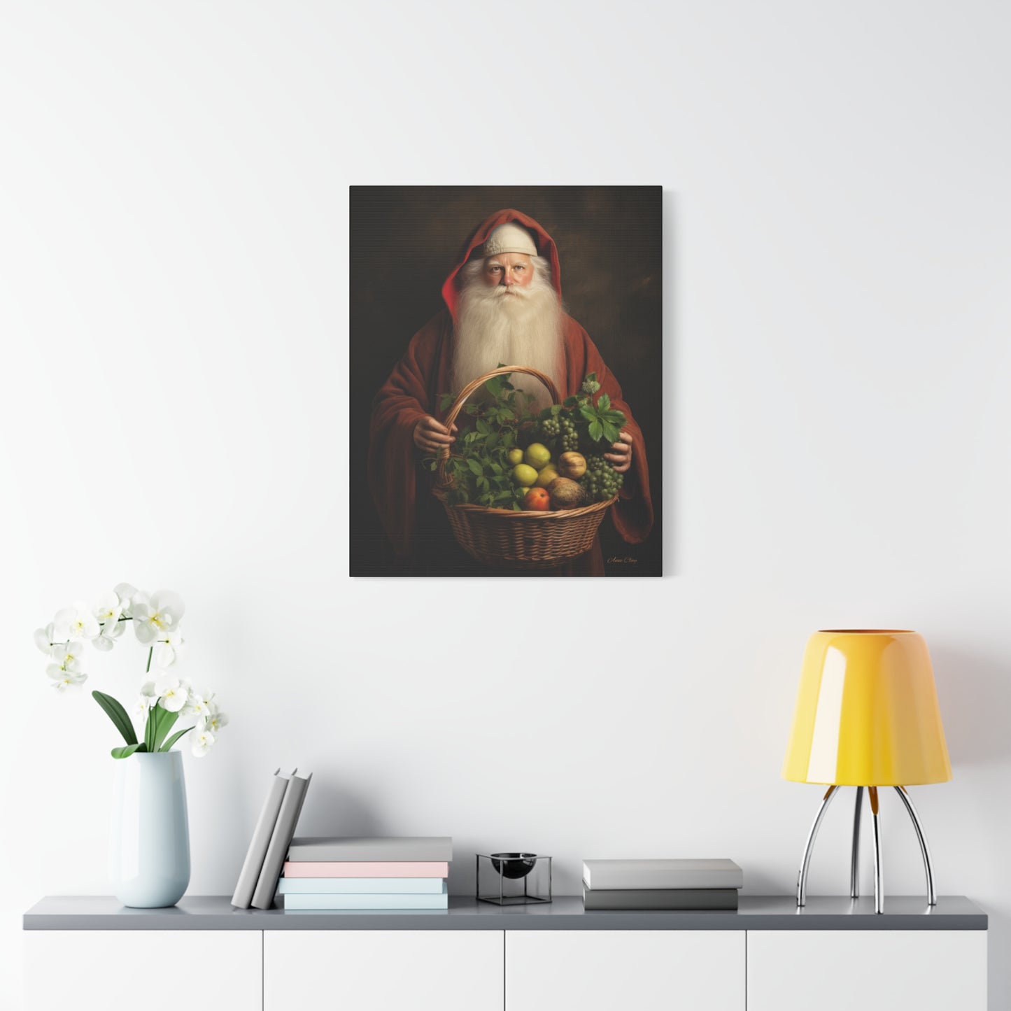 Fruit Basket Santa Matte Canvas, Stretched, 1.25"