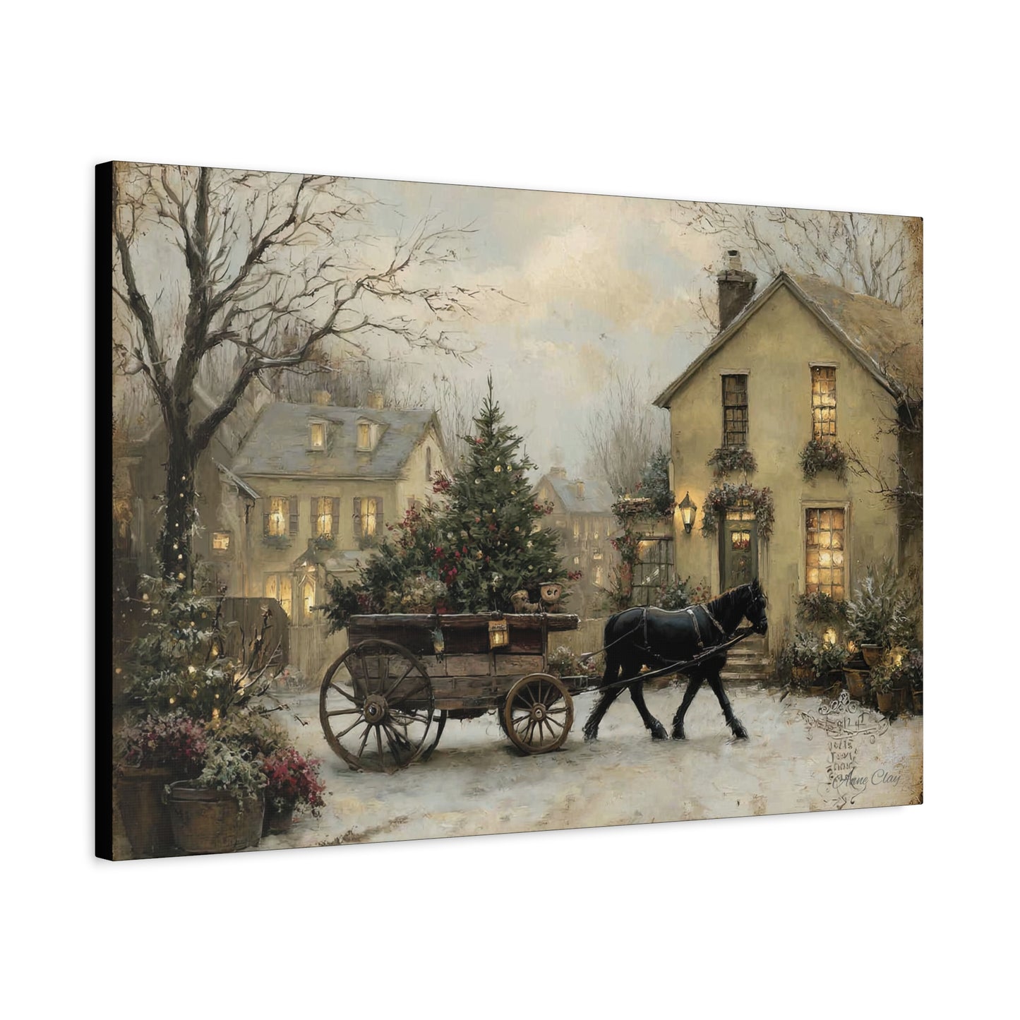 Rustic Winter Canvas Art, Holiday Home Decor, Christmas Wall Art, Cozy Living Room Decoration, Seasonal Wall Hanging