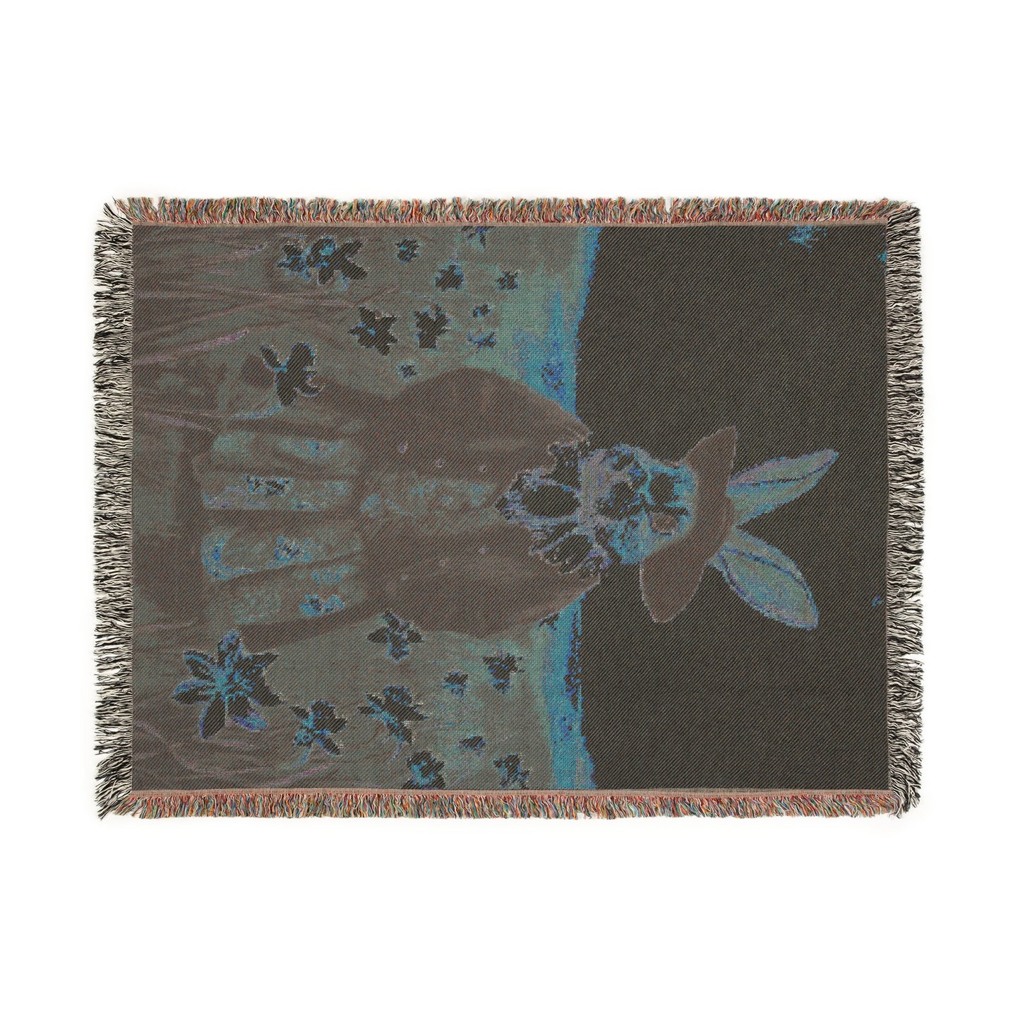 Whimsical Bunny Woven Blanket - Cozy Floral Throw for Easter & Spring Decor
