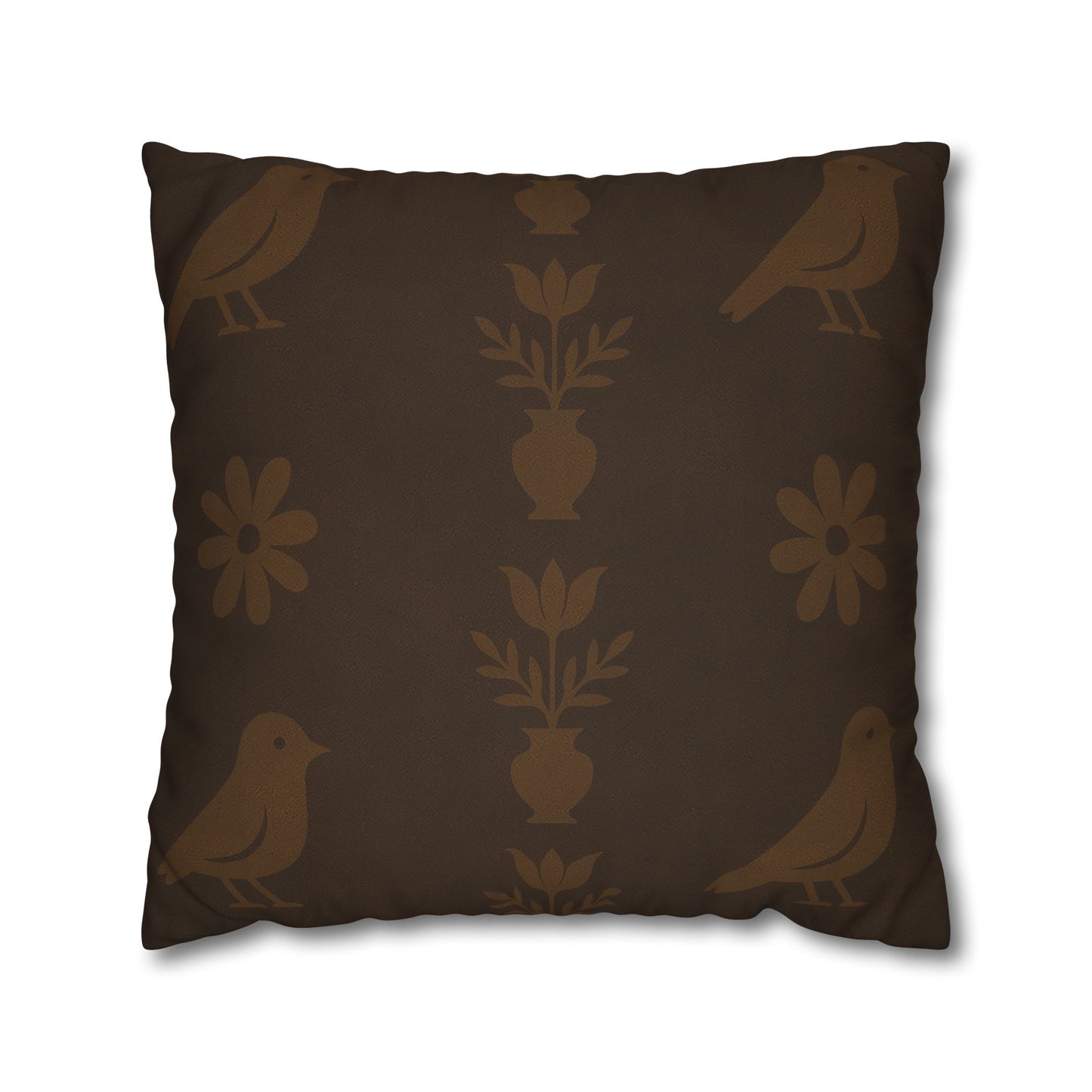 Cozy Bird-Patterned Poly Canvas Pillowcase, Decorative Throw Pillow Cover, Home Decor, Gift for Bird Lovers, Couch Cushion