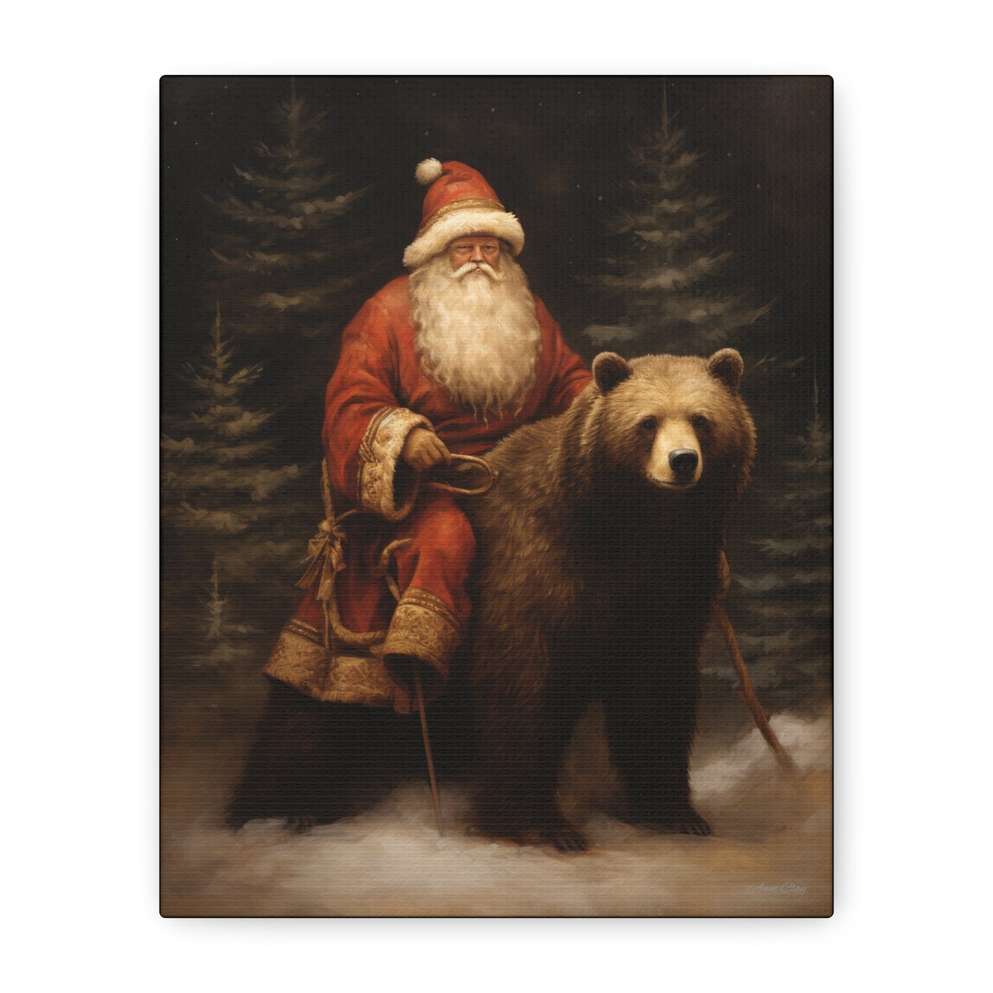 Northwoods Santa Matte Canvas, Stretched, 1.25"