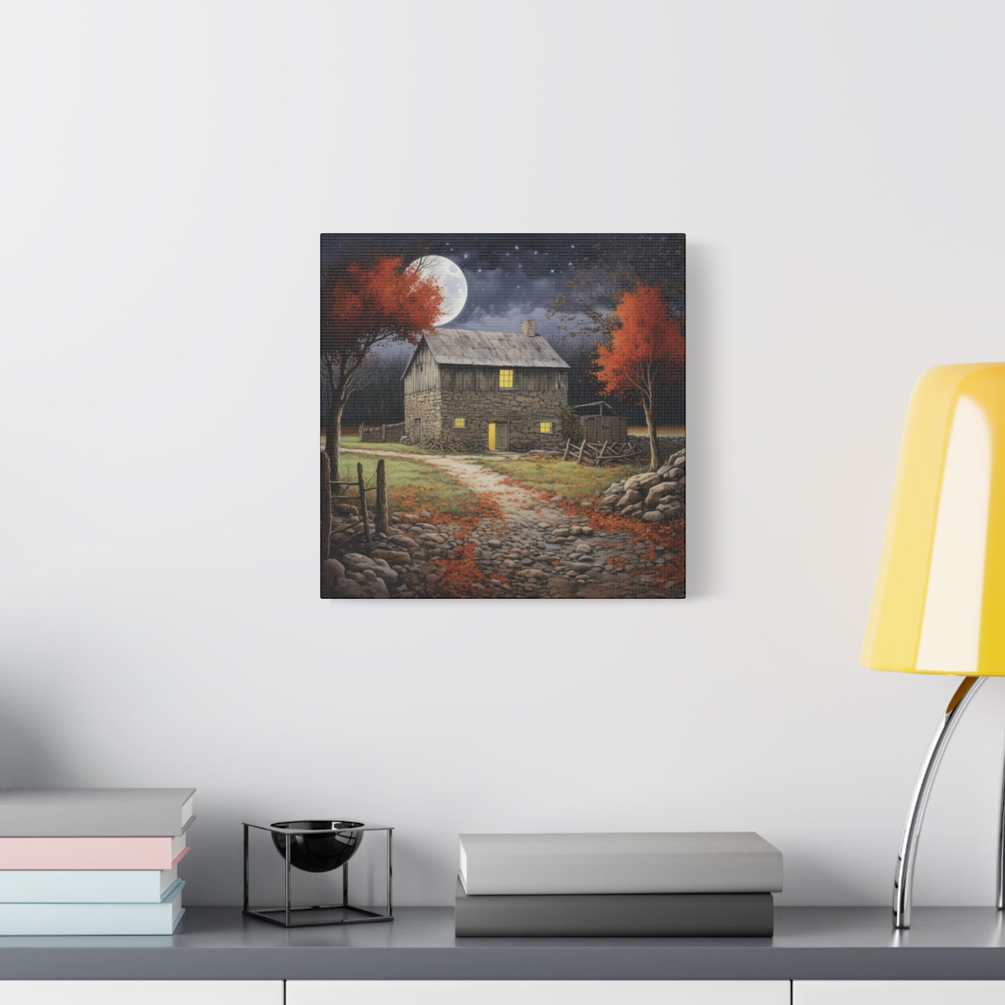 Rustic Cabin Art Print, Home Decor, Autumn Wall Art, Cozy Living Room Decor, Gift for Nature Lovers, Fall Decor