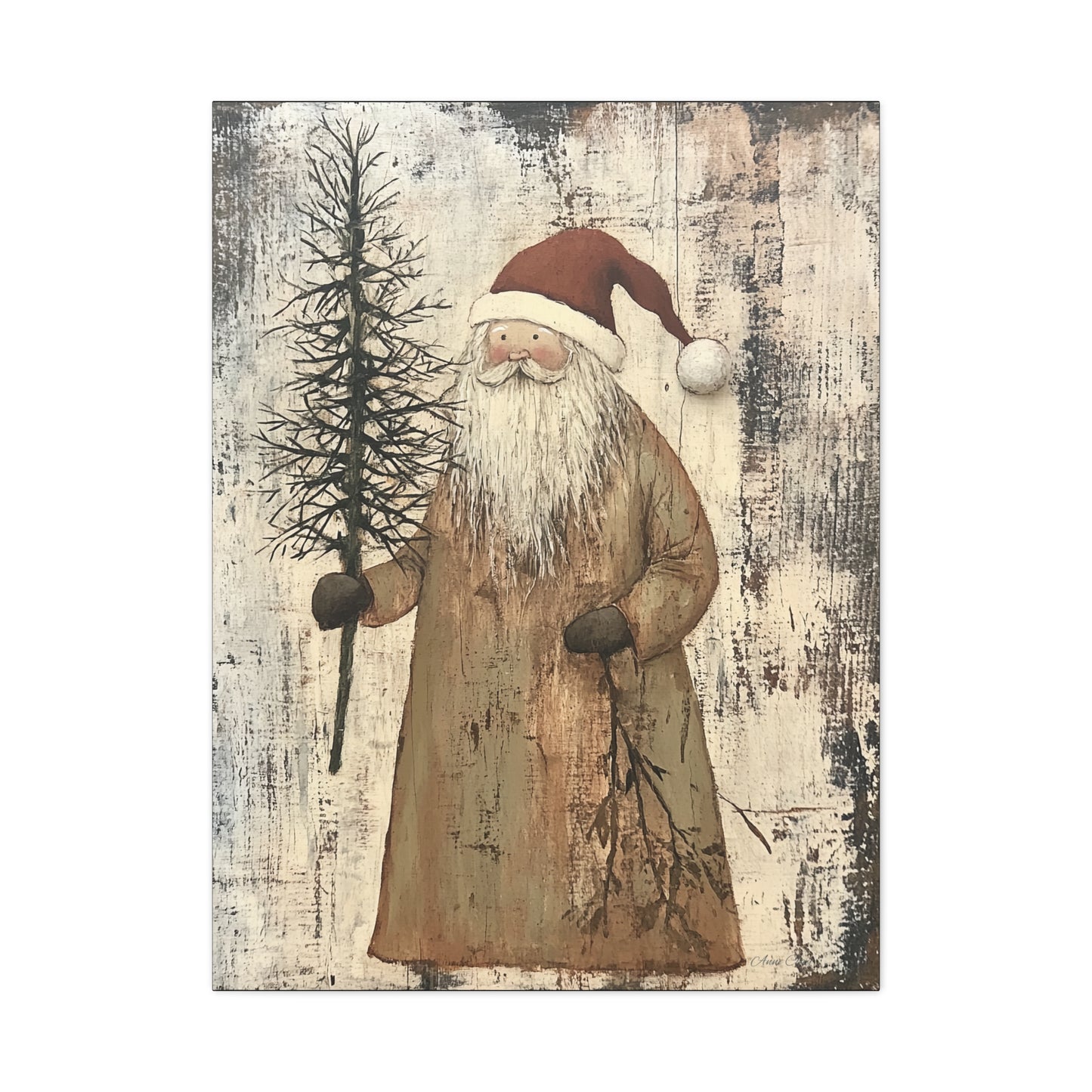 Happy Twiggy Santa Matte Canvas, Stretched, 1.25"