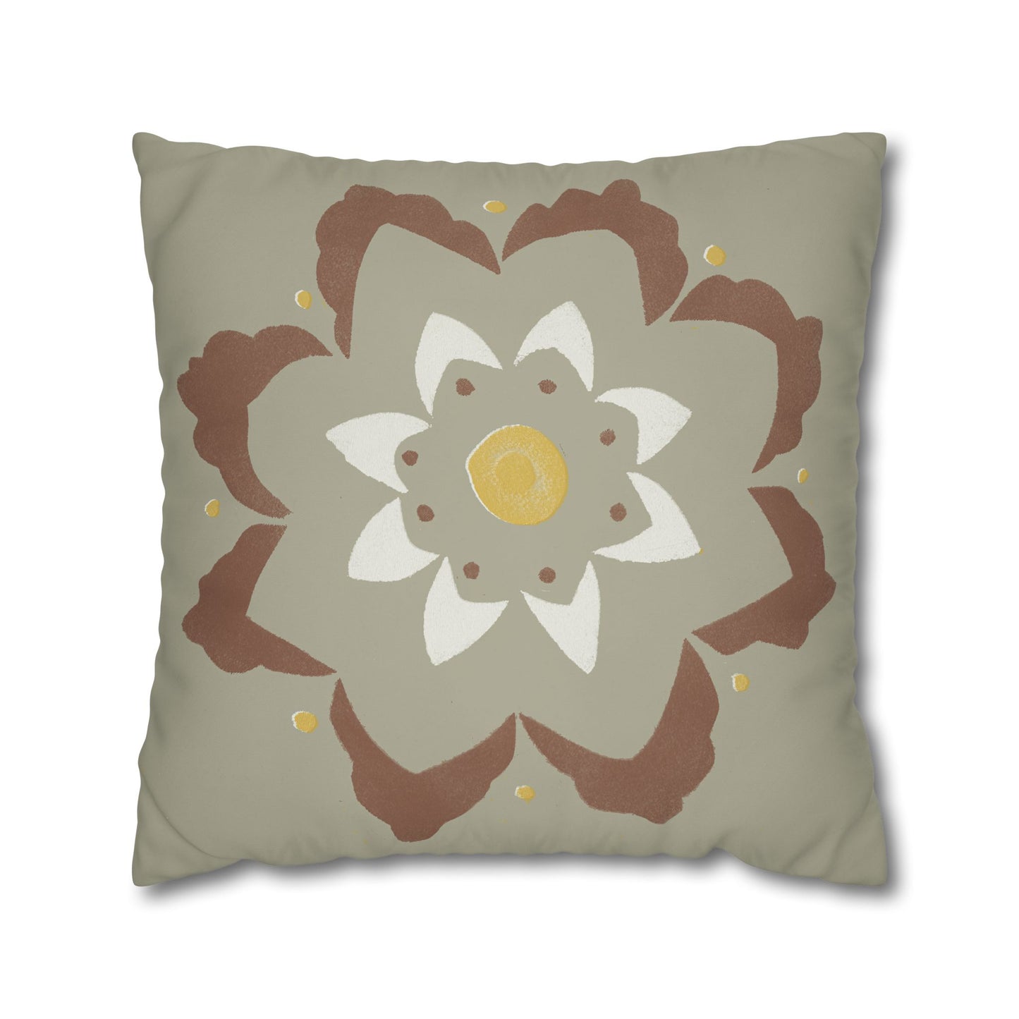 Fantasy Collection Stencil Flower Square Poly Canvas Pillowcase