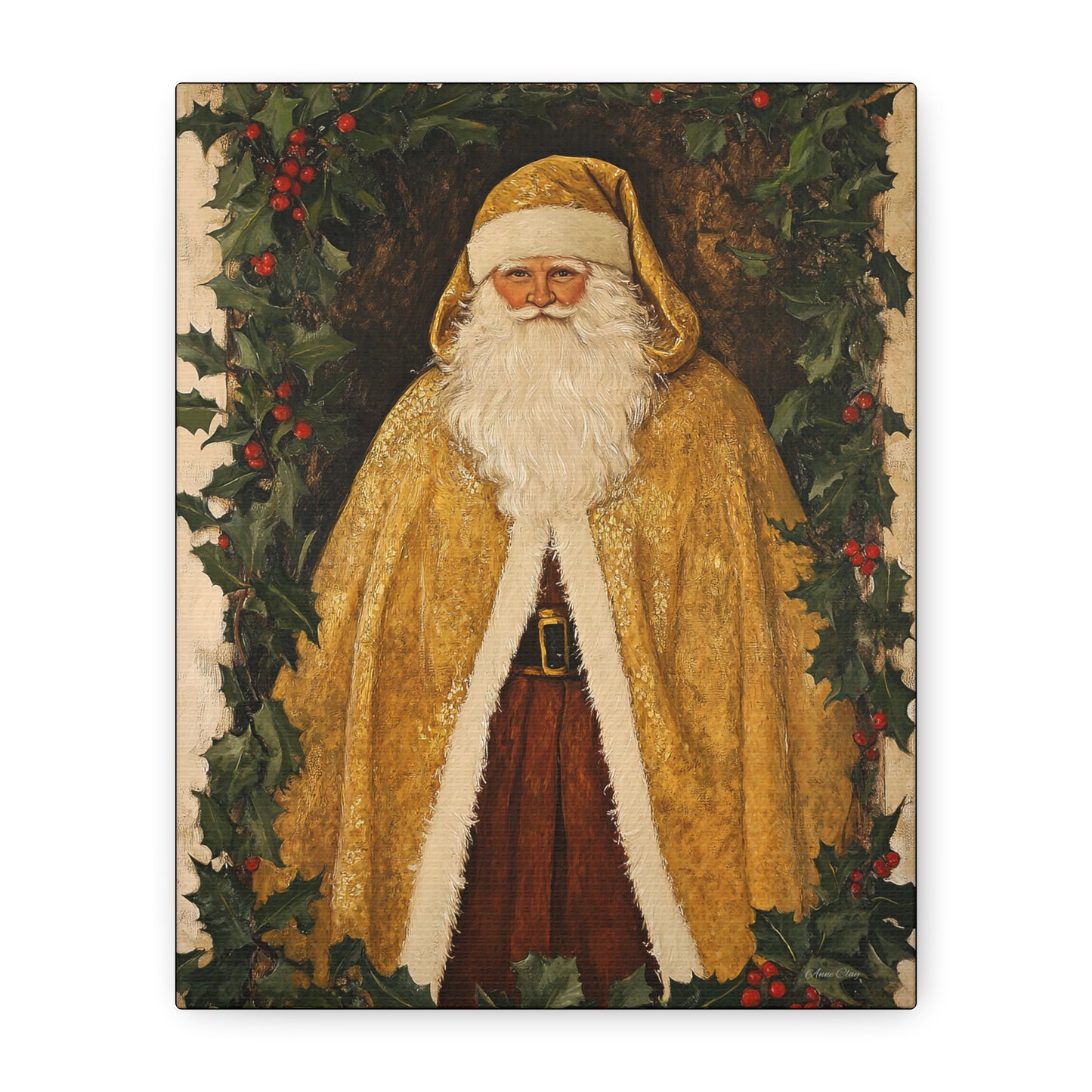 Golden Furry Santa Matte Canvas, Stretched, 1.25"