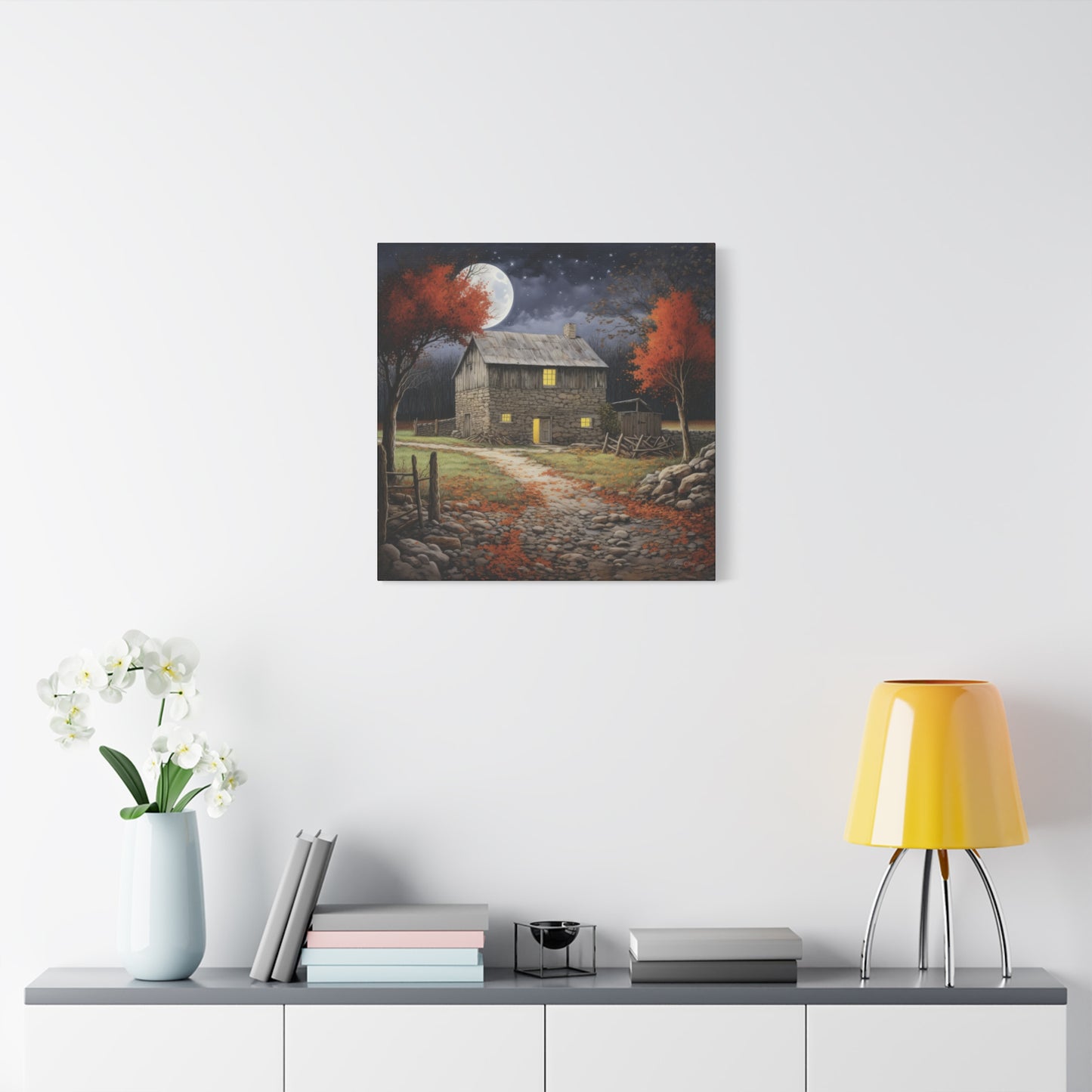 Rustic Cabin Art Print, Home Decor, Autumn Wall Art, Cozy Living Room Decor, Gift for Nature Lovers, Fall Decor