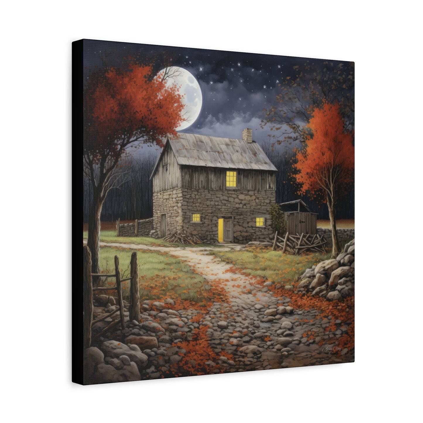 Rustic Cabin Art Print, Home Decor, Autumn Wall Art, Cozy Living Room Decor, Gift for Nature Lovers, Fall Decor