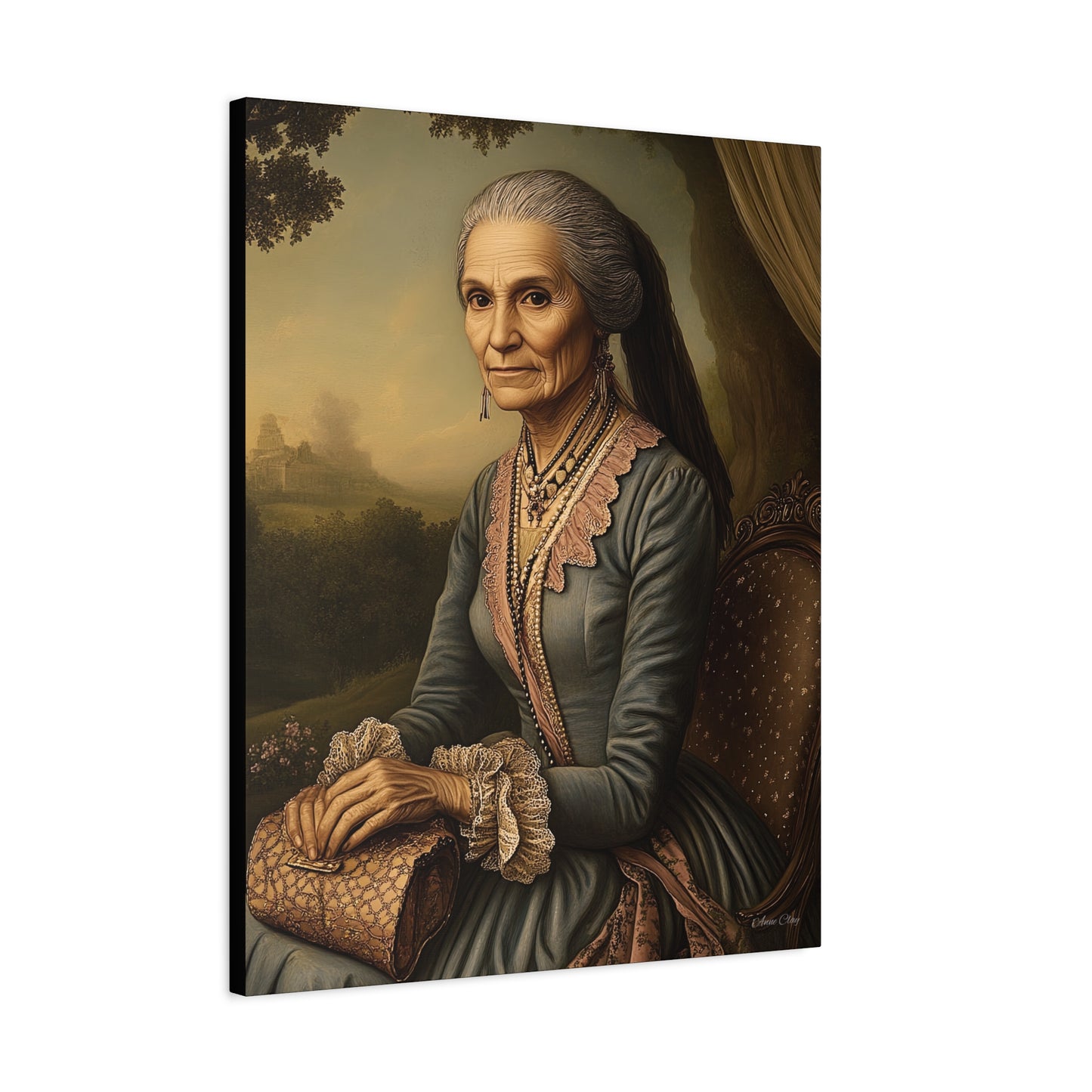 Elegant Vintage Canvas Art Print, Home Decor, Wall Art, Gift for Grandparents, Classic Portrait Decoration
