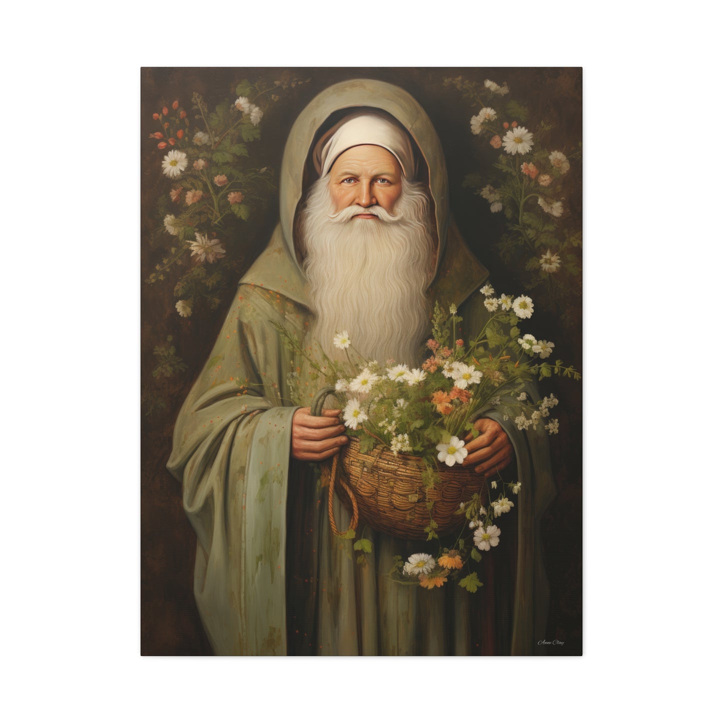Floral Santa Matte Canvas, Stretched, 1.25"