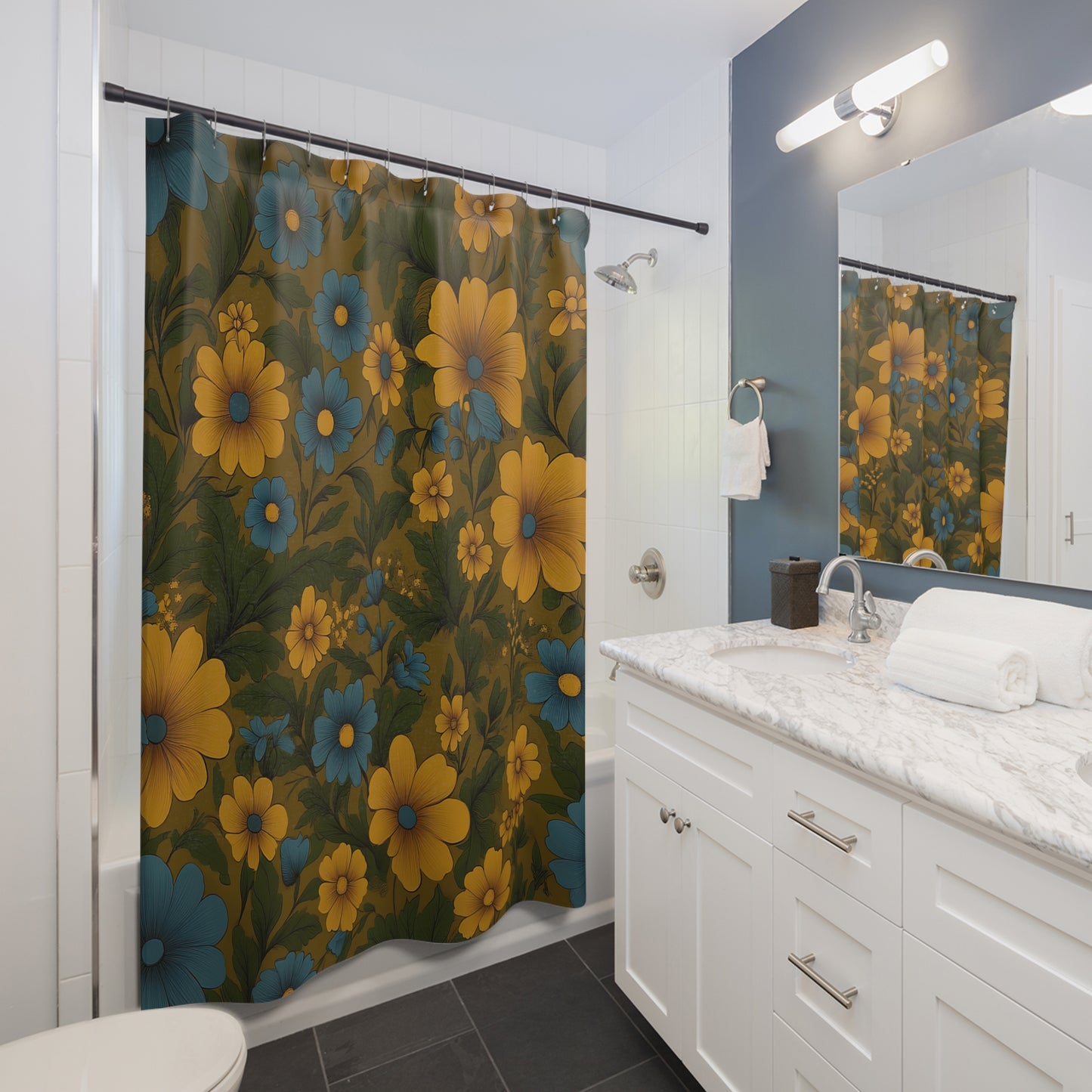 Bohemian Floral Shower Curtain, Vintage Bathroom Decor, Gift for Her, Spring Home Accent, Colorful Floral Design