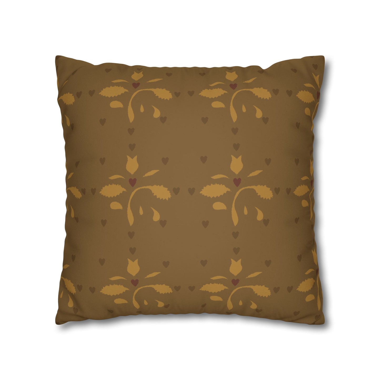 Leaves and Hearts Stencil Faux Suede Square Pillowcase