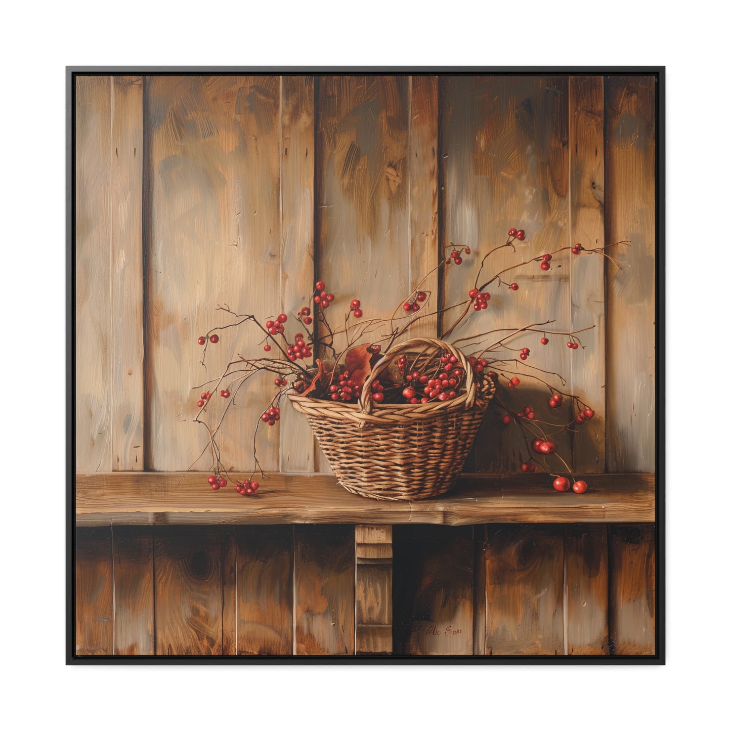 Basket of Bittersweet Gallery Canvas Wraps, Square Frame