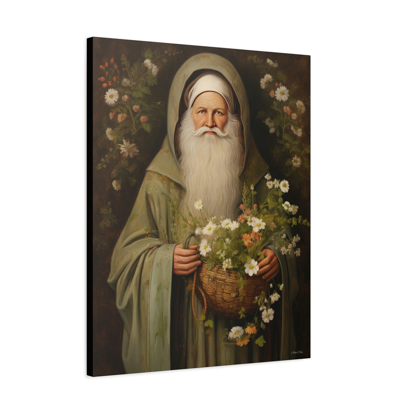 Floral Santa Matte Canvas, Stretched, 1.25"