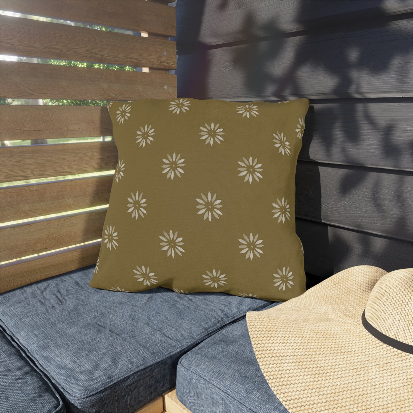 Boho Floral Outdoor Pillows - Soft Green Cushion for Patio Decor
