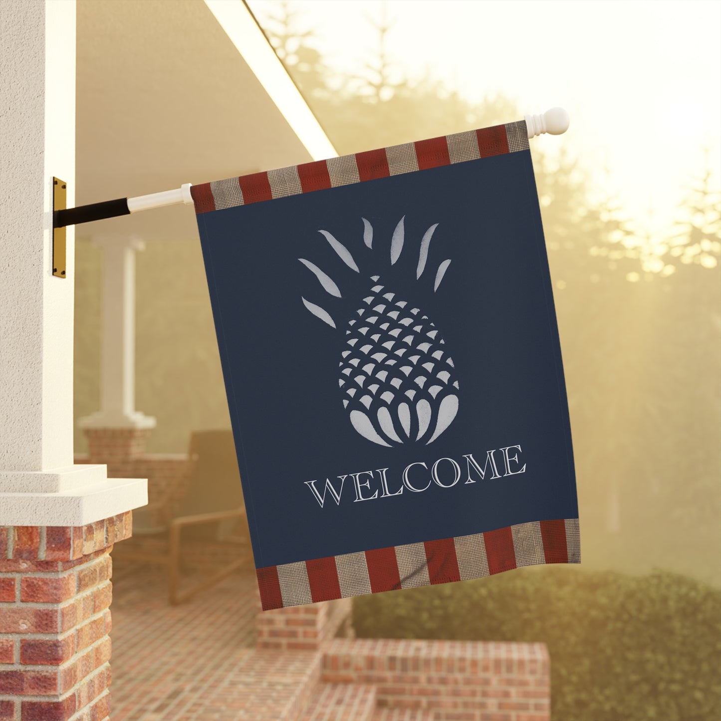Red, White and Blue Welcome Pineapple Garden Flag Garden & House Banner