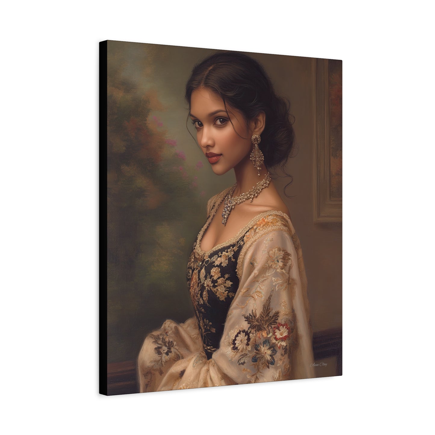 Elegant Stretched Canvas Wall Art - Timeless Portrait, Home Decor, Gift for Art Lovers, Stylish Living Room Decor, Christmas Gift