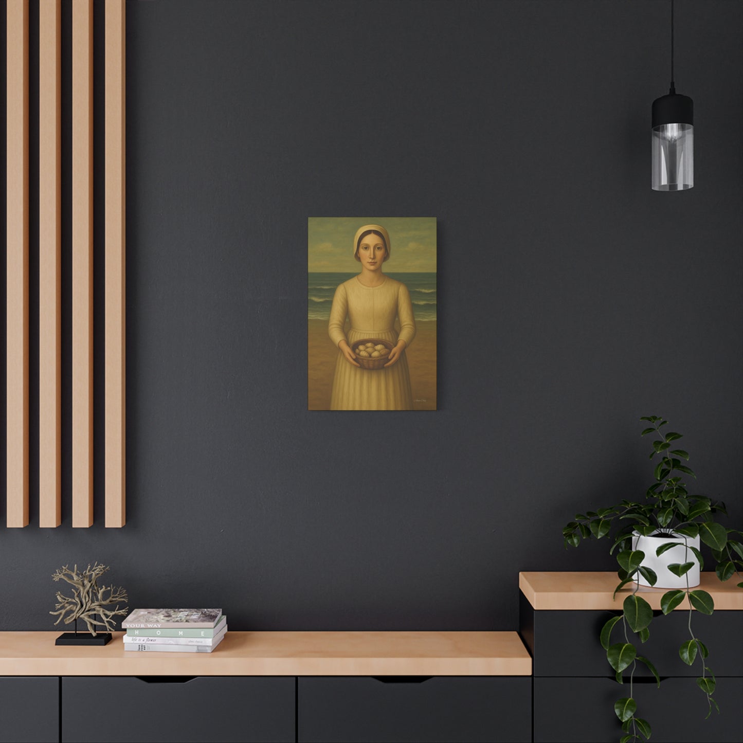 Stretched Canvas Art Print of Young Woman with Eggs, Wall Decor, Vintage Style, Gift for Home, Art Lovers, Mother's Day