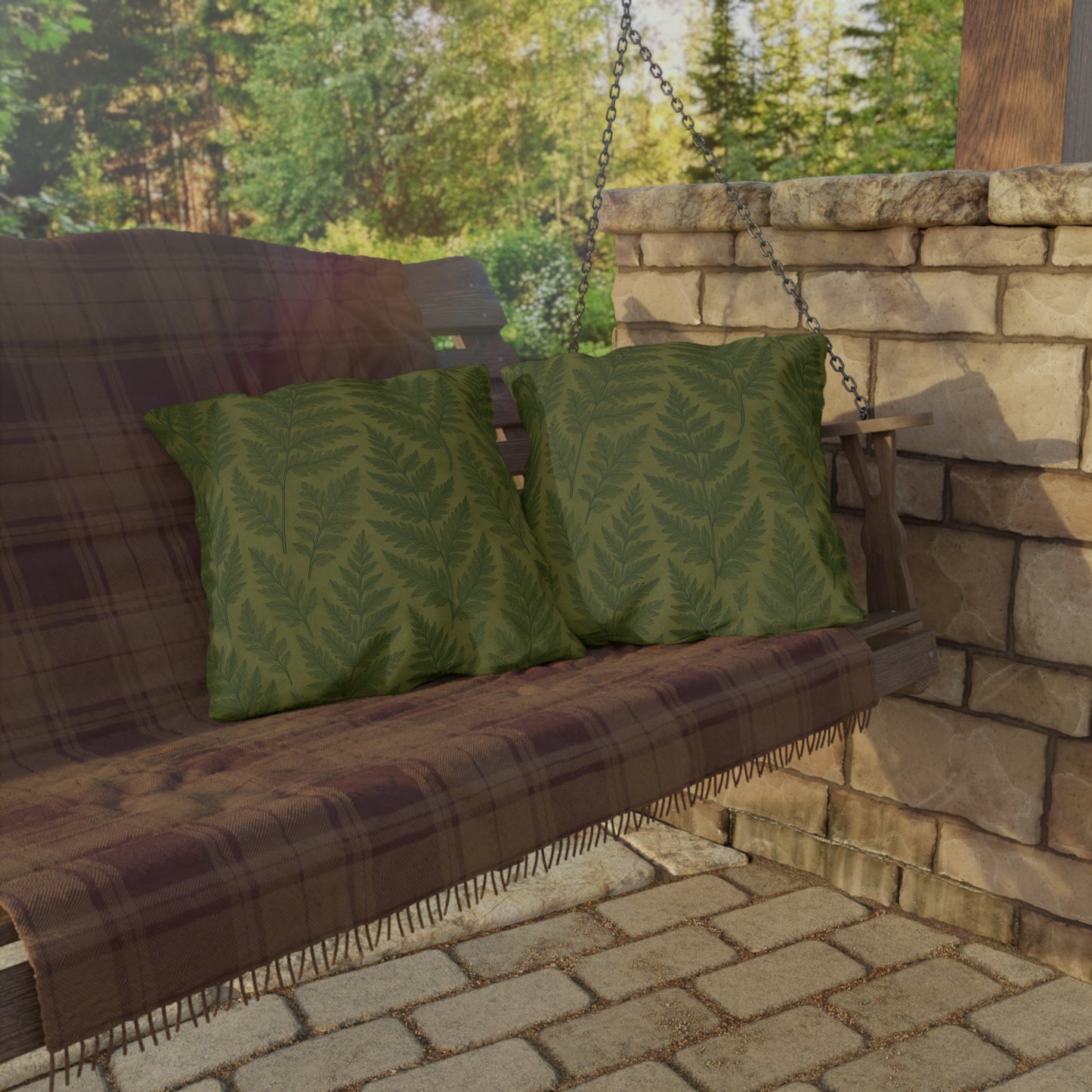 Outdoor Fern Print Pillows - Eco-Friendly Garden Decor, Patio Cushions, Home Accessories, Comfortable Seating, Nature-Inspired Decor